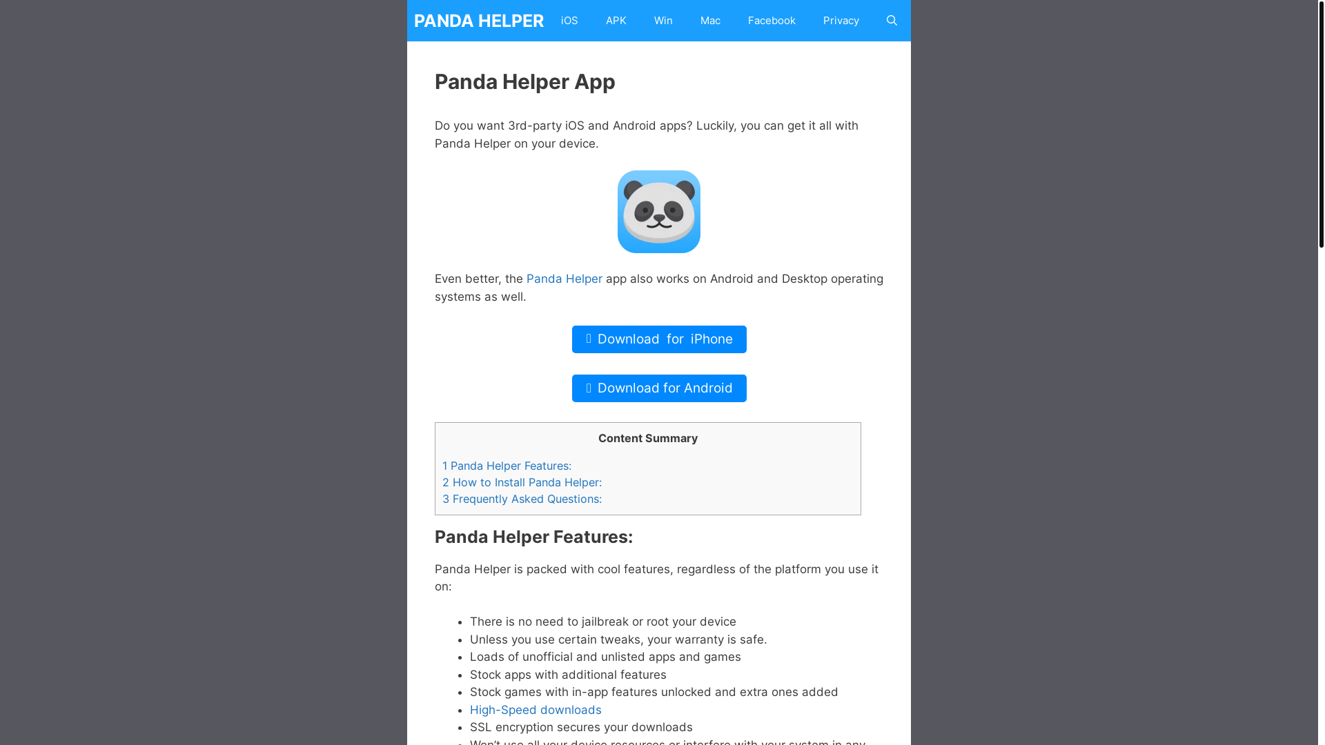 website screenshot of https://pandahelper.pages.dev/
