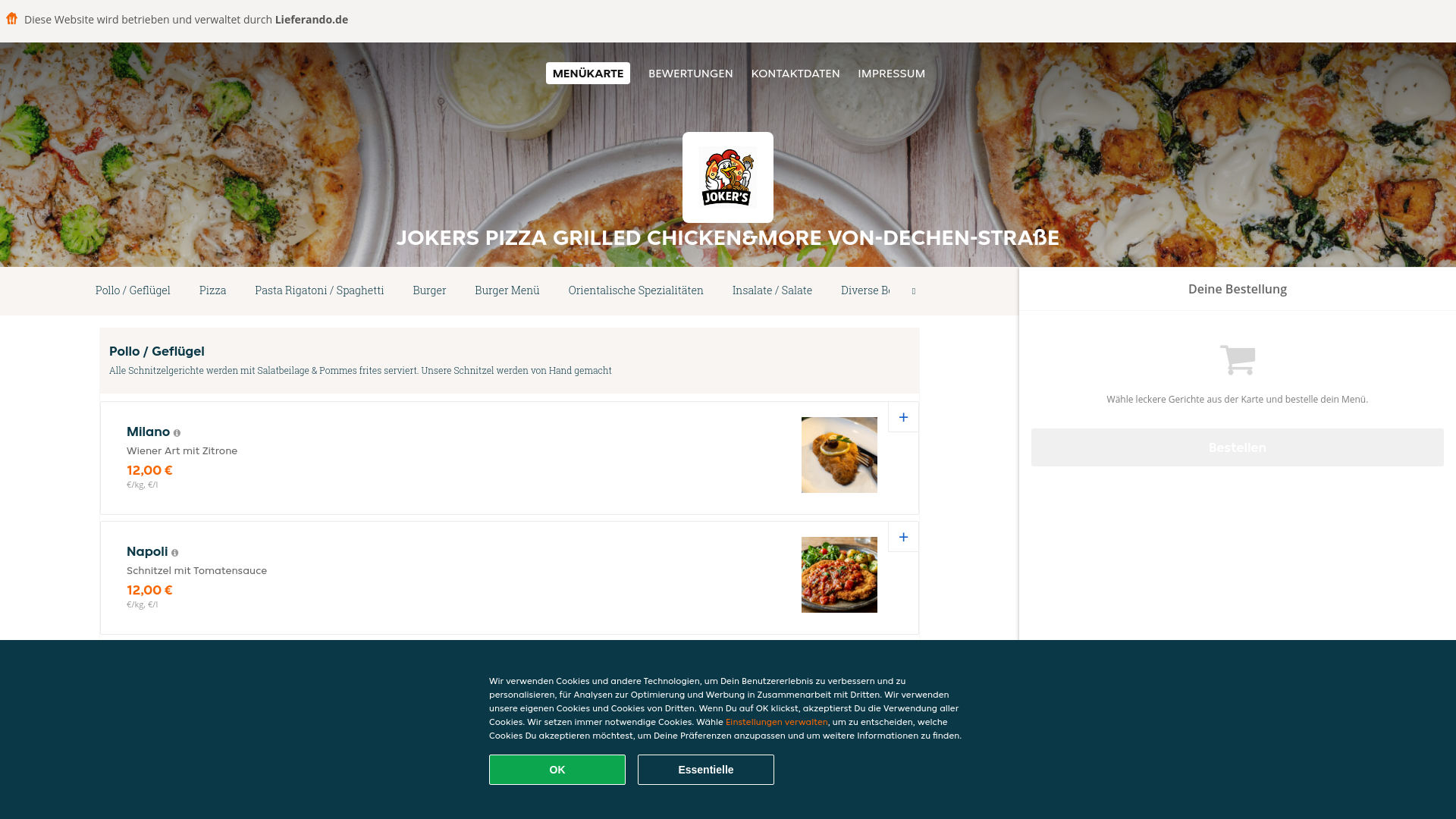 website screenshot of https://jokerspizzagrilledchickenmore-huckelhoven.de/