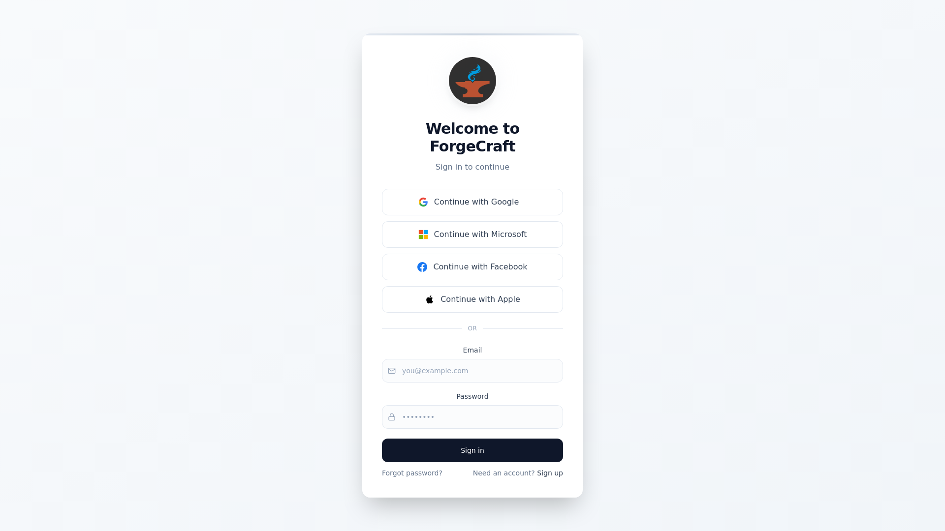 website screenshot of https://theforgecraft.app/