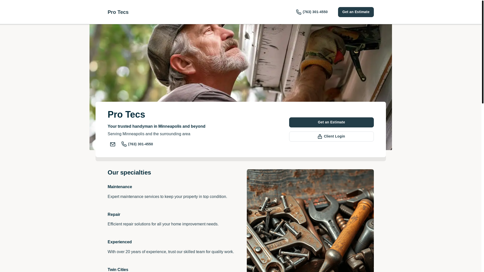 website screenshot of https://protecs.online/
