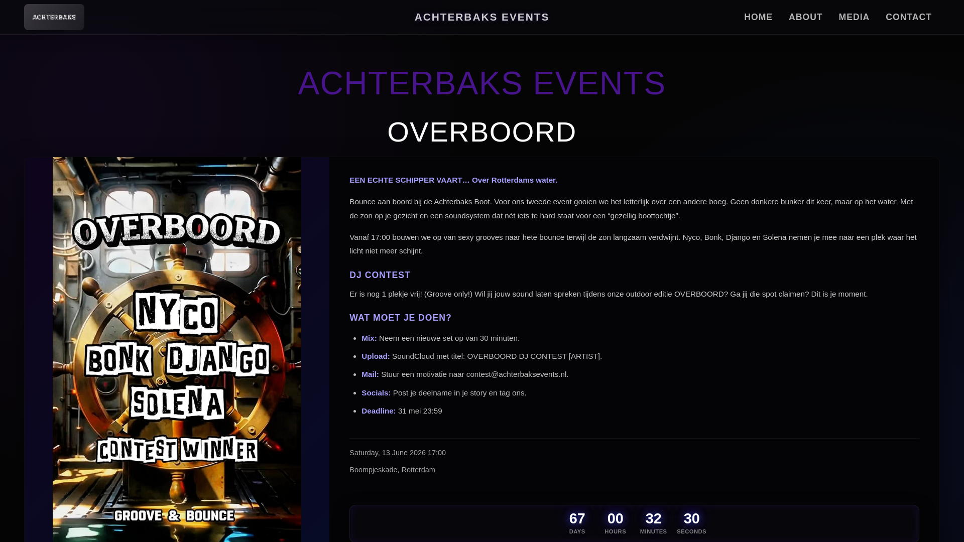 website screenshot of https://achterbaksevents.nl