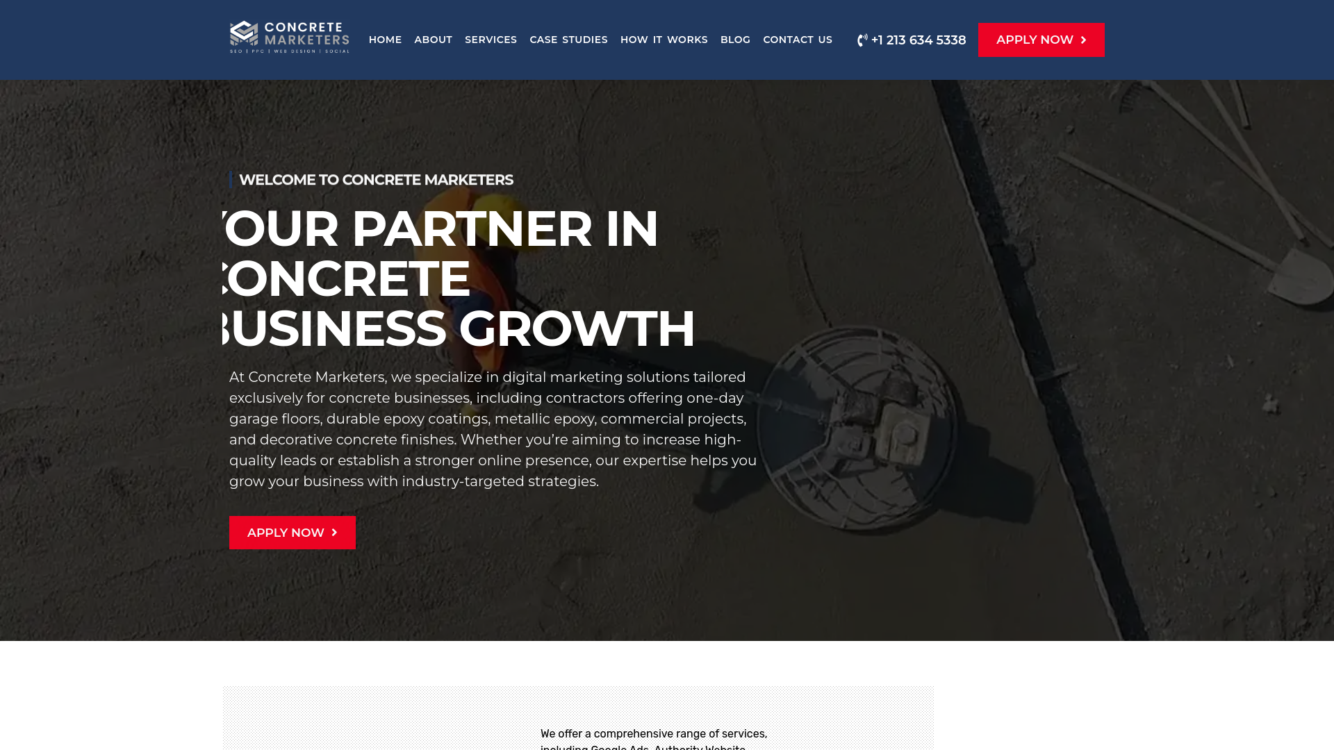 website screenshot of https://hiconcreteads.com