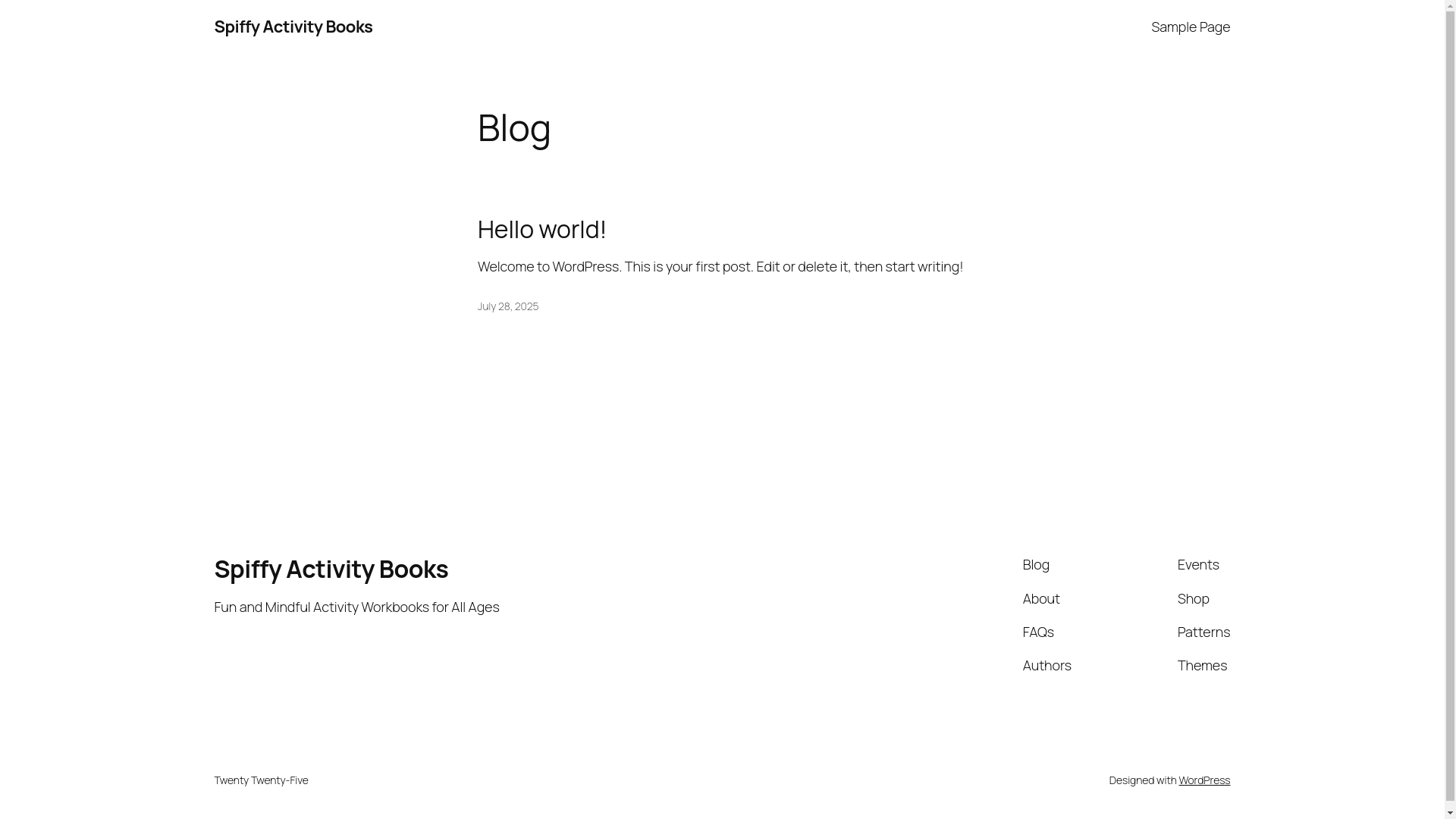 website screenshot of https://spiffyactivitybooks.com/