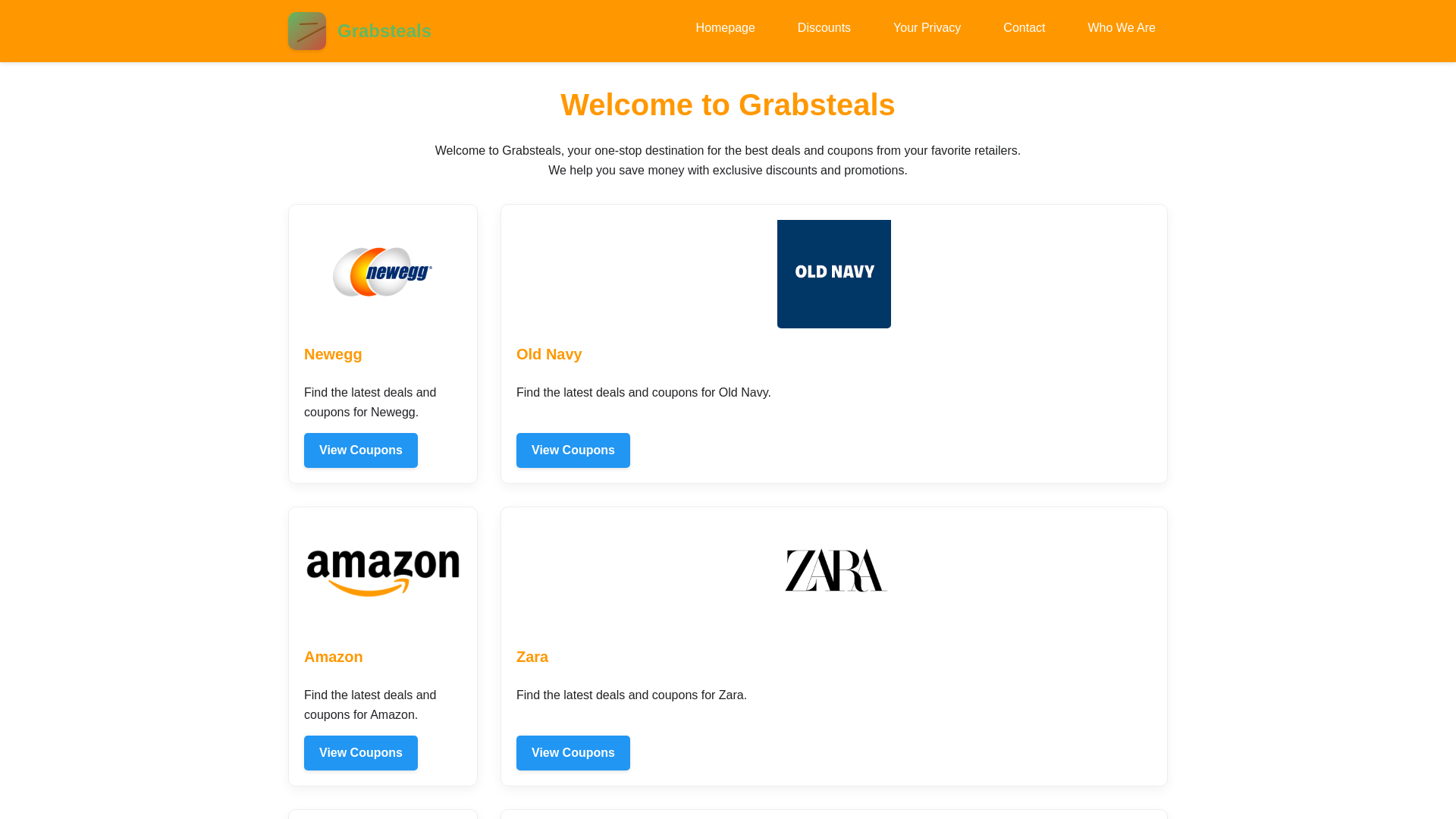 website screenshot of https://grabsteals.casa