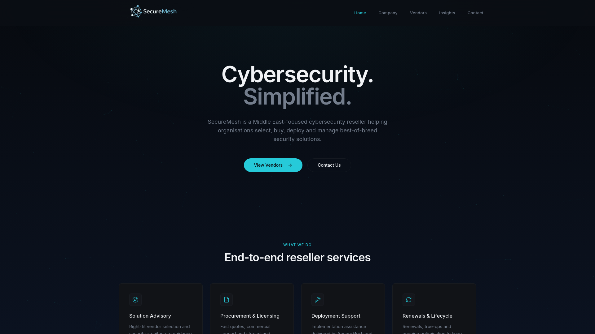 website screenshot of https://securemesh.me/