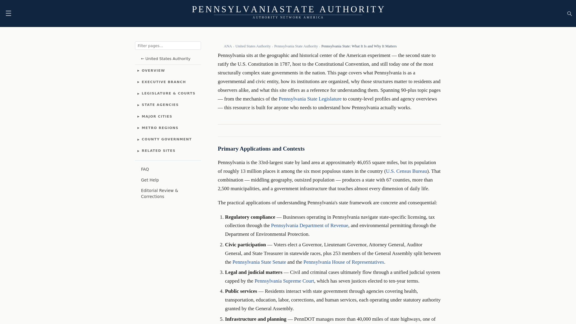 website screenshot of https://pennsylvaniastateauthority.com/