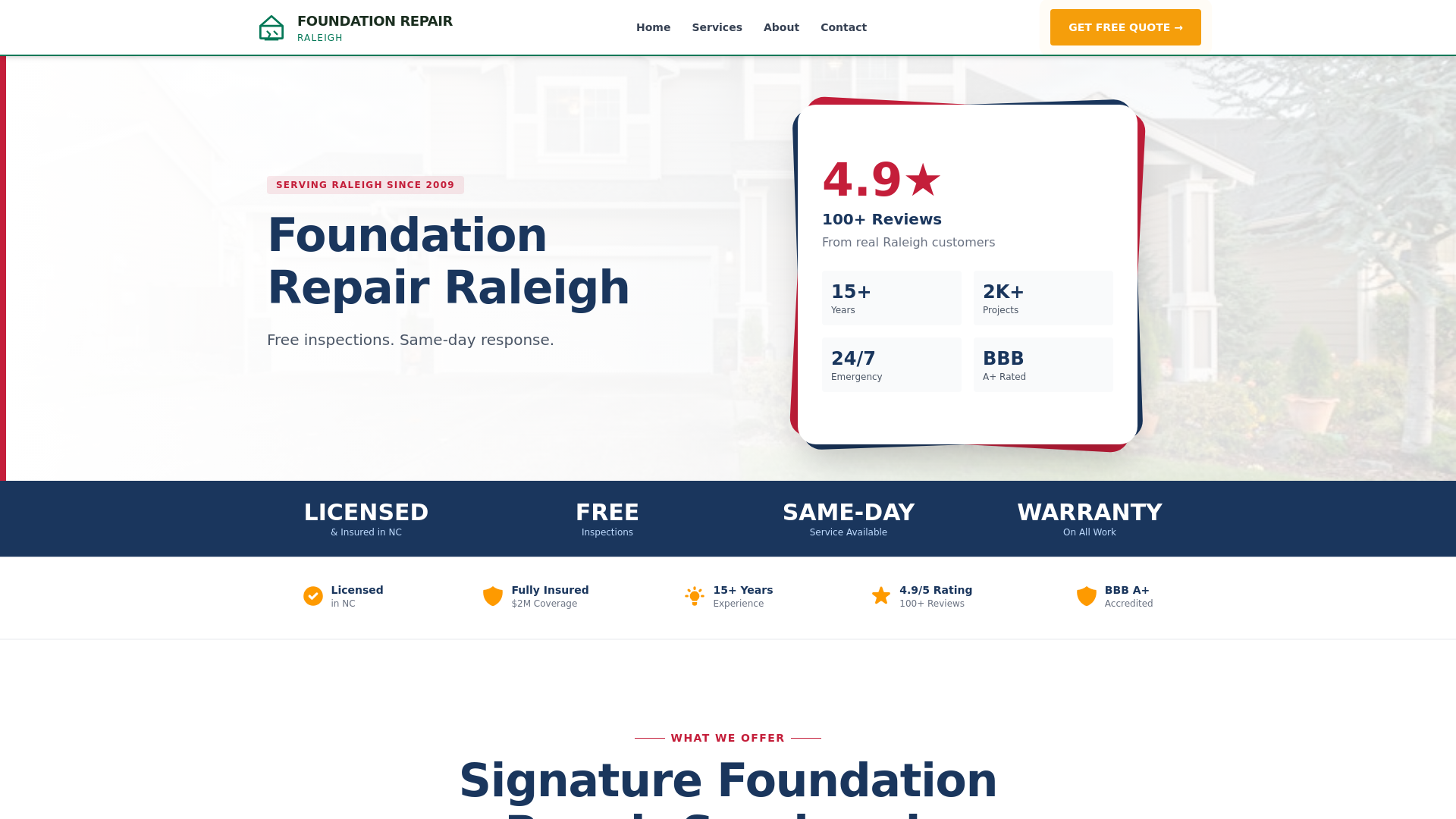 website screenshot of https://foundationrepairraleigh.pages.dev/