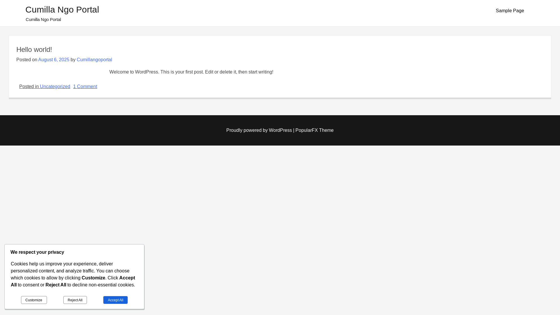 website screenshot of https://cumillangoportal.org/