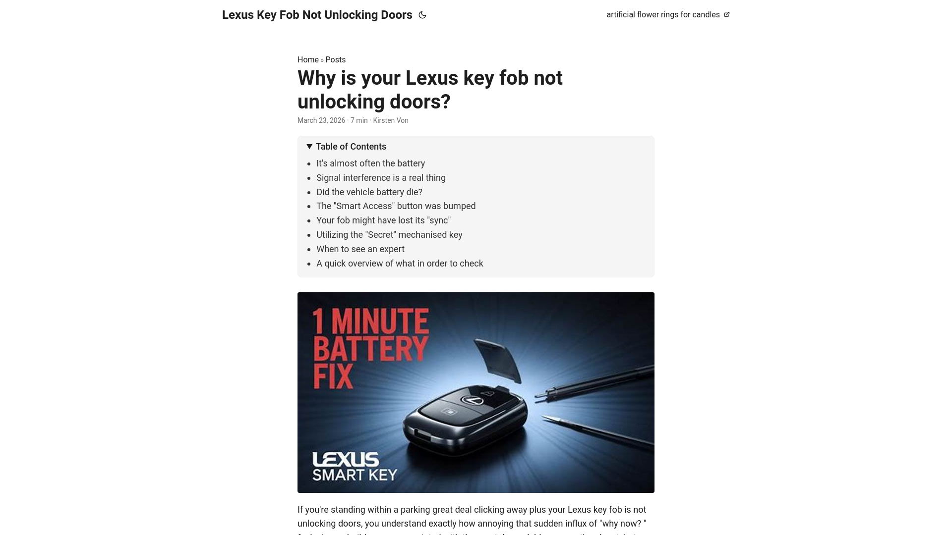 website screenshot of https://lexus-key-fob-not-unlocking-doors.pages.dev/