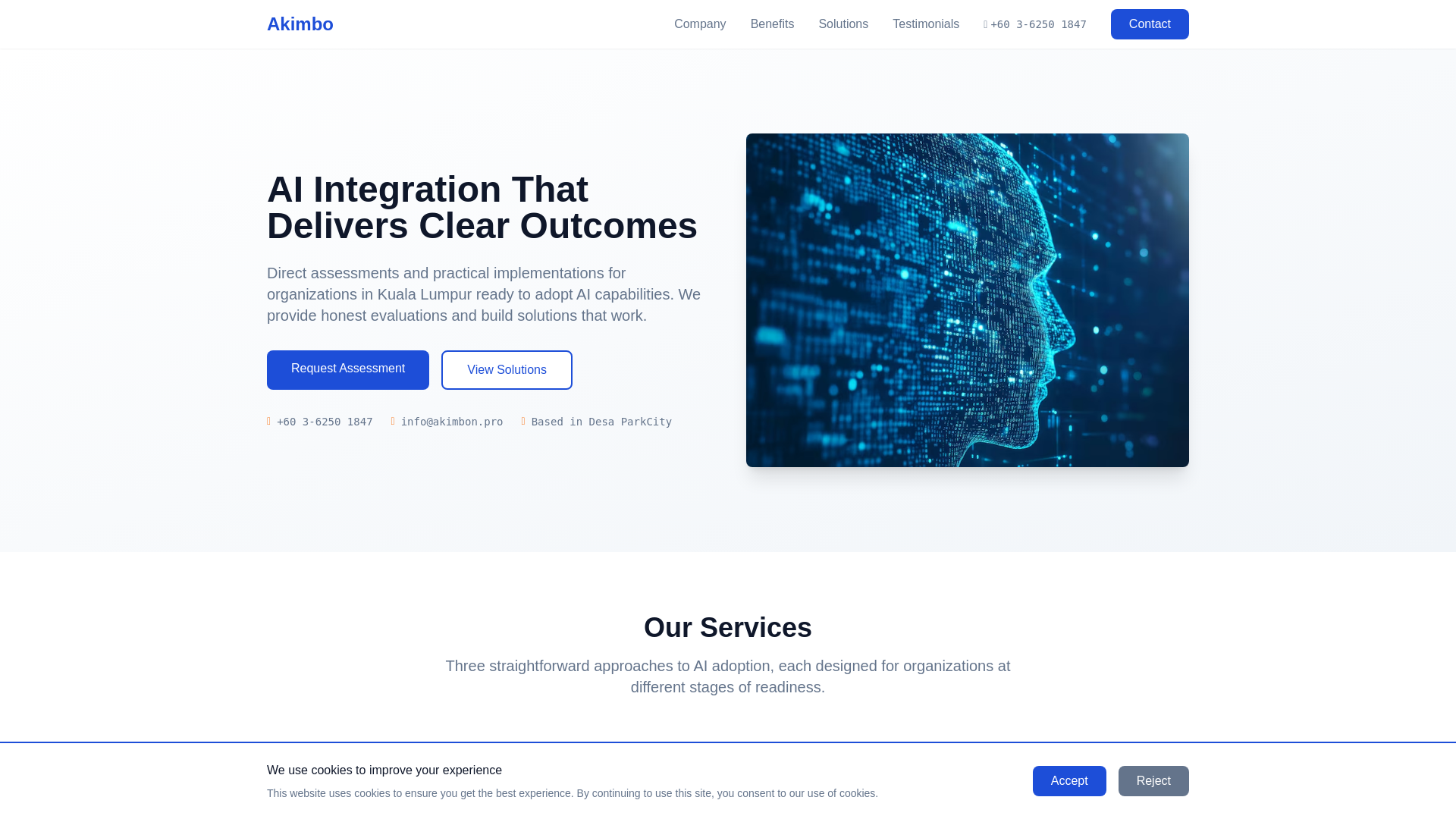 website screenshot of https://akimbon.pro/