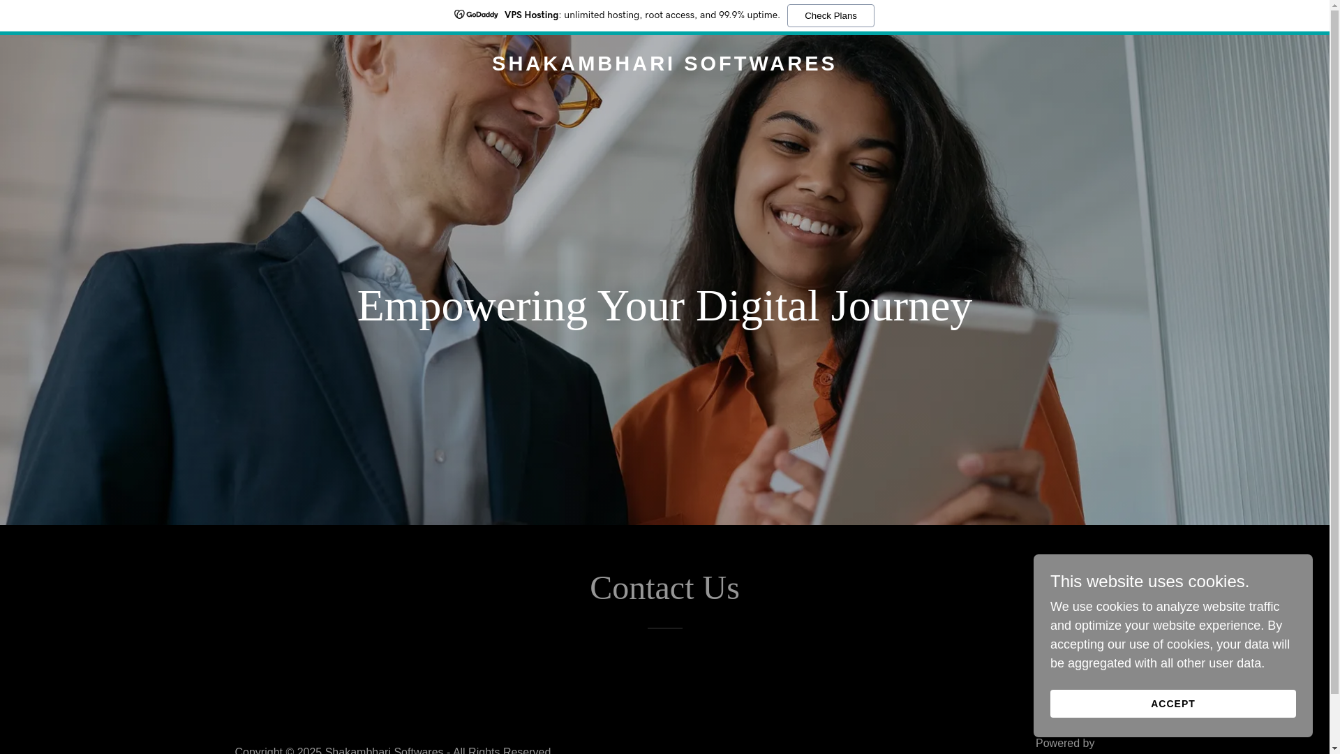 website screenshot of https://shakambharisoftwares.com/