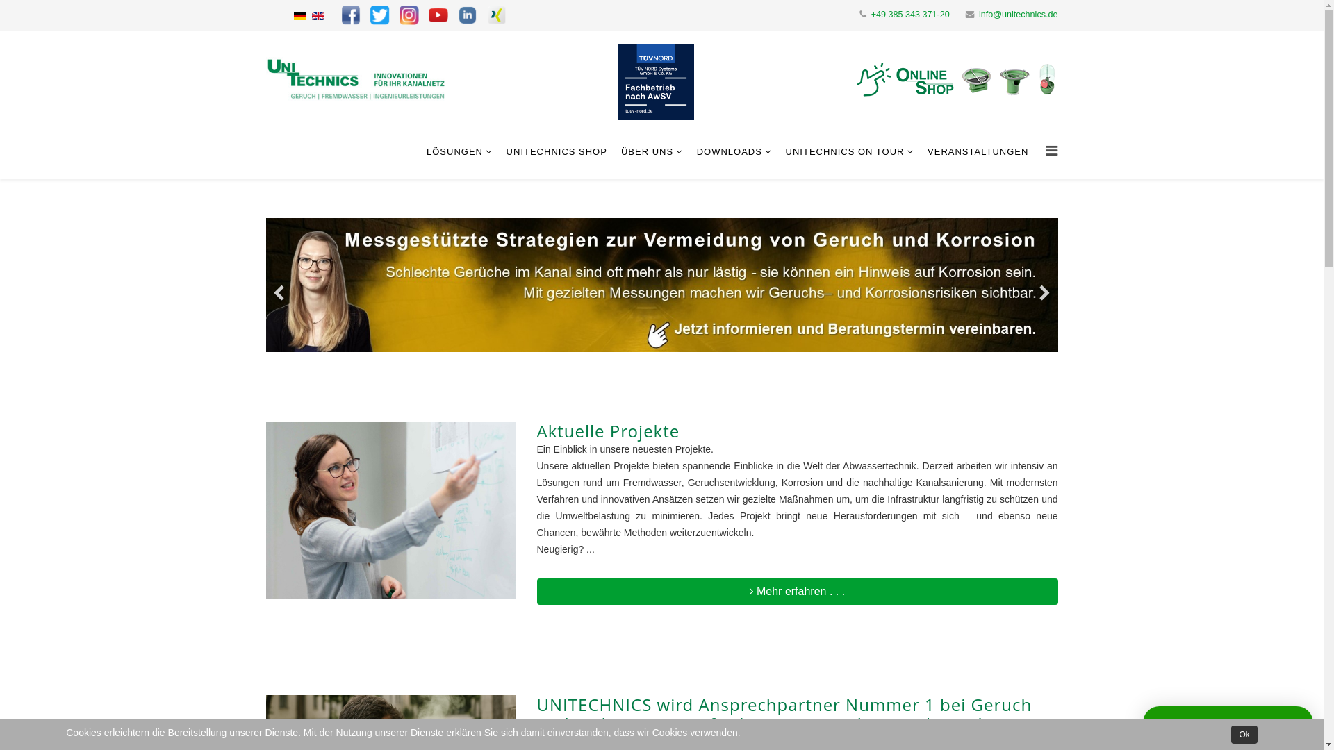website screenshot of https://unitex-engineering.de/