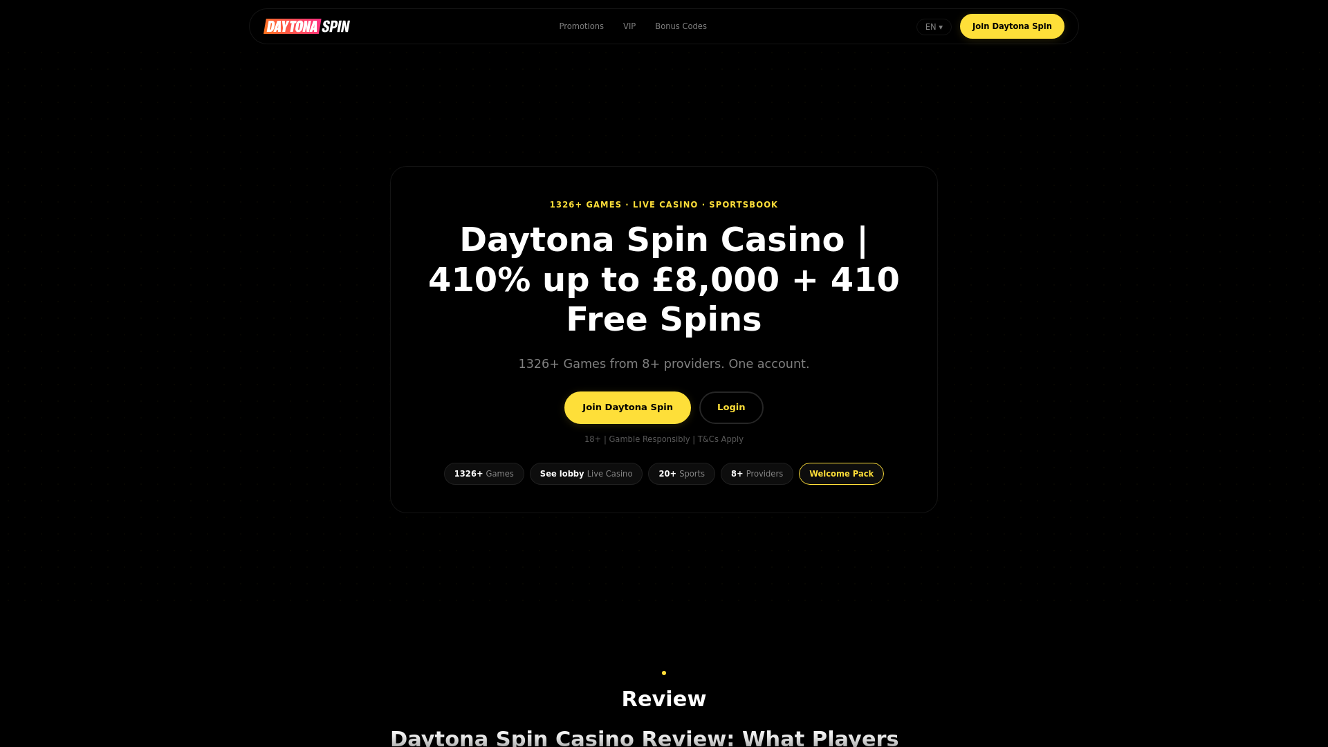 website screenshot of https://daytonacasinoslot.com/