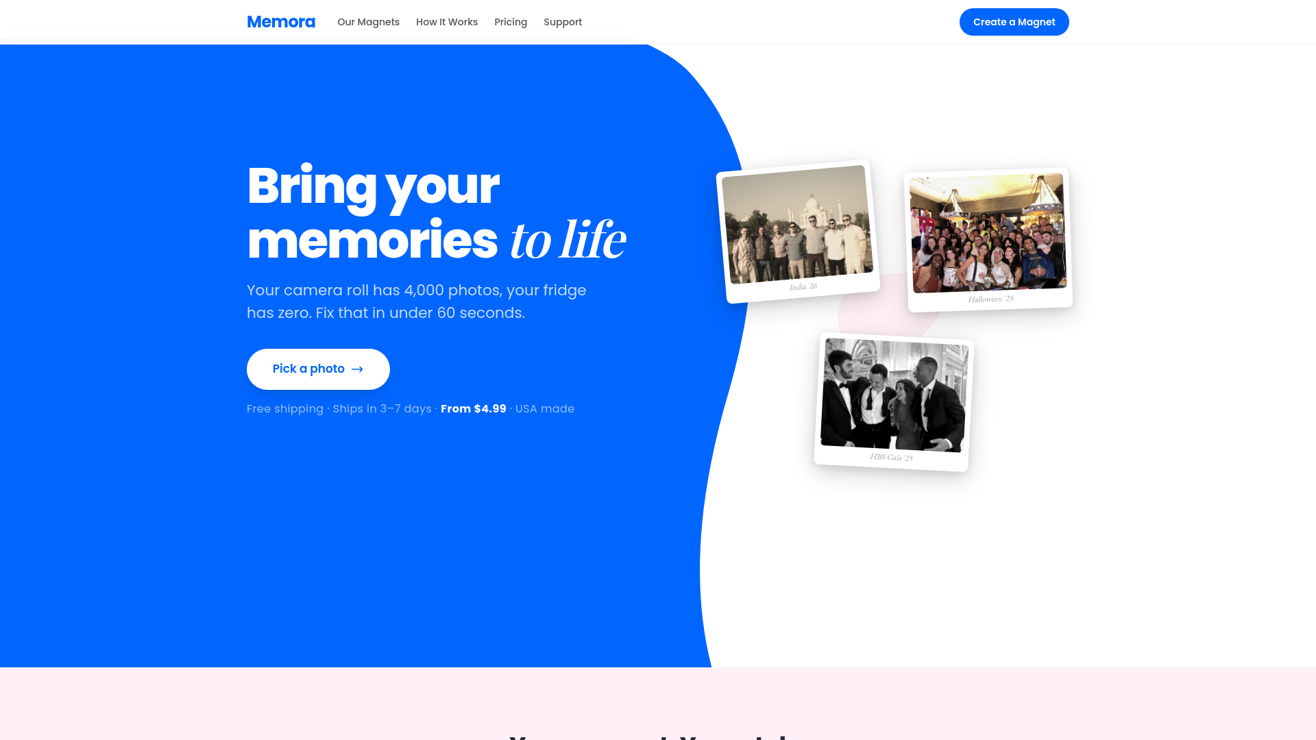 website screenshot of https://memoramagnet.shop/