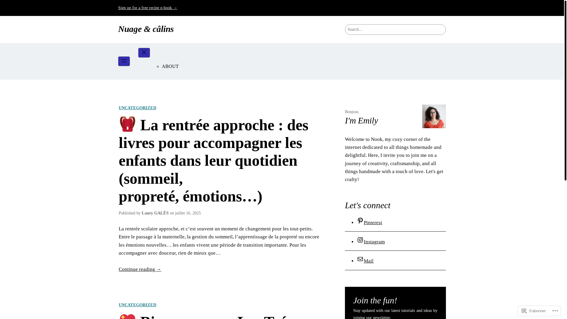 website screenshot of https://nuagesetcalins.fr/