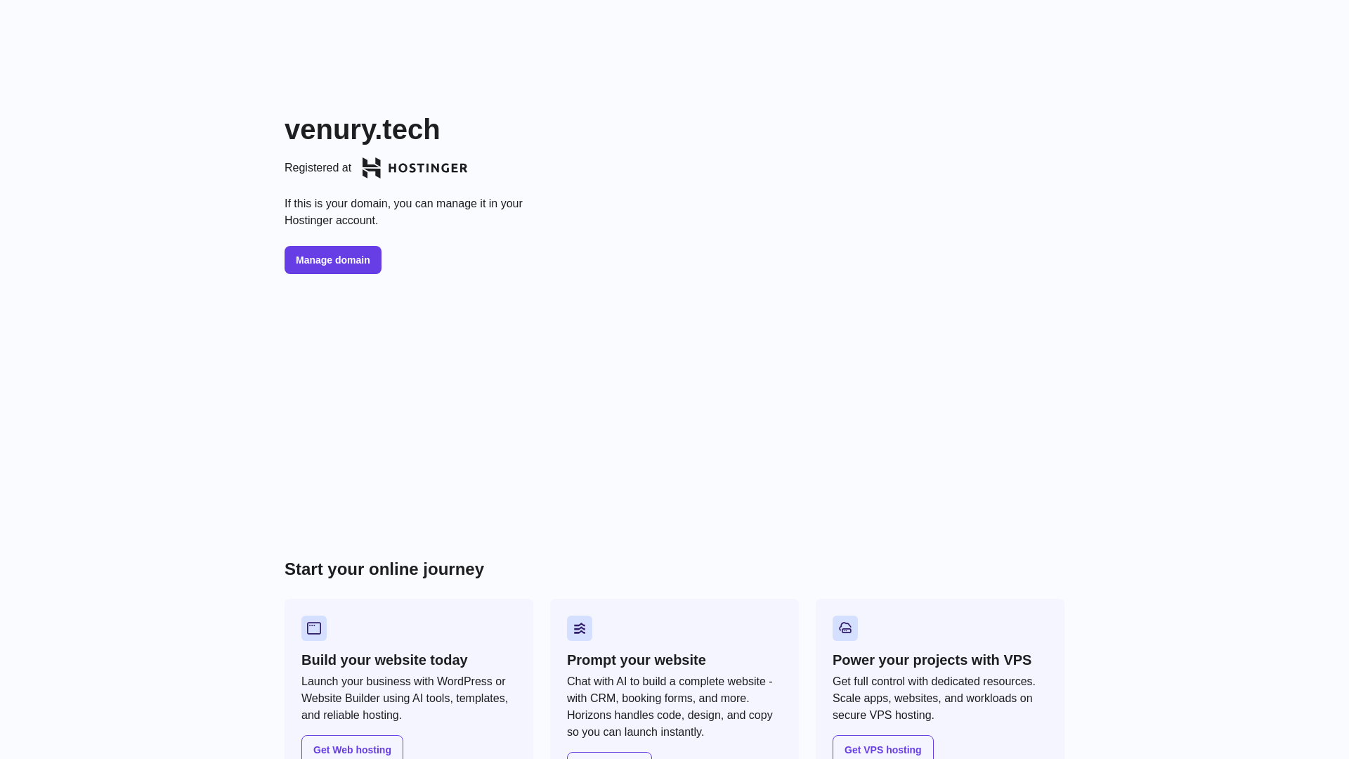 website screenshot of https://venury.tech/