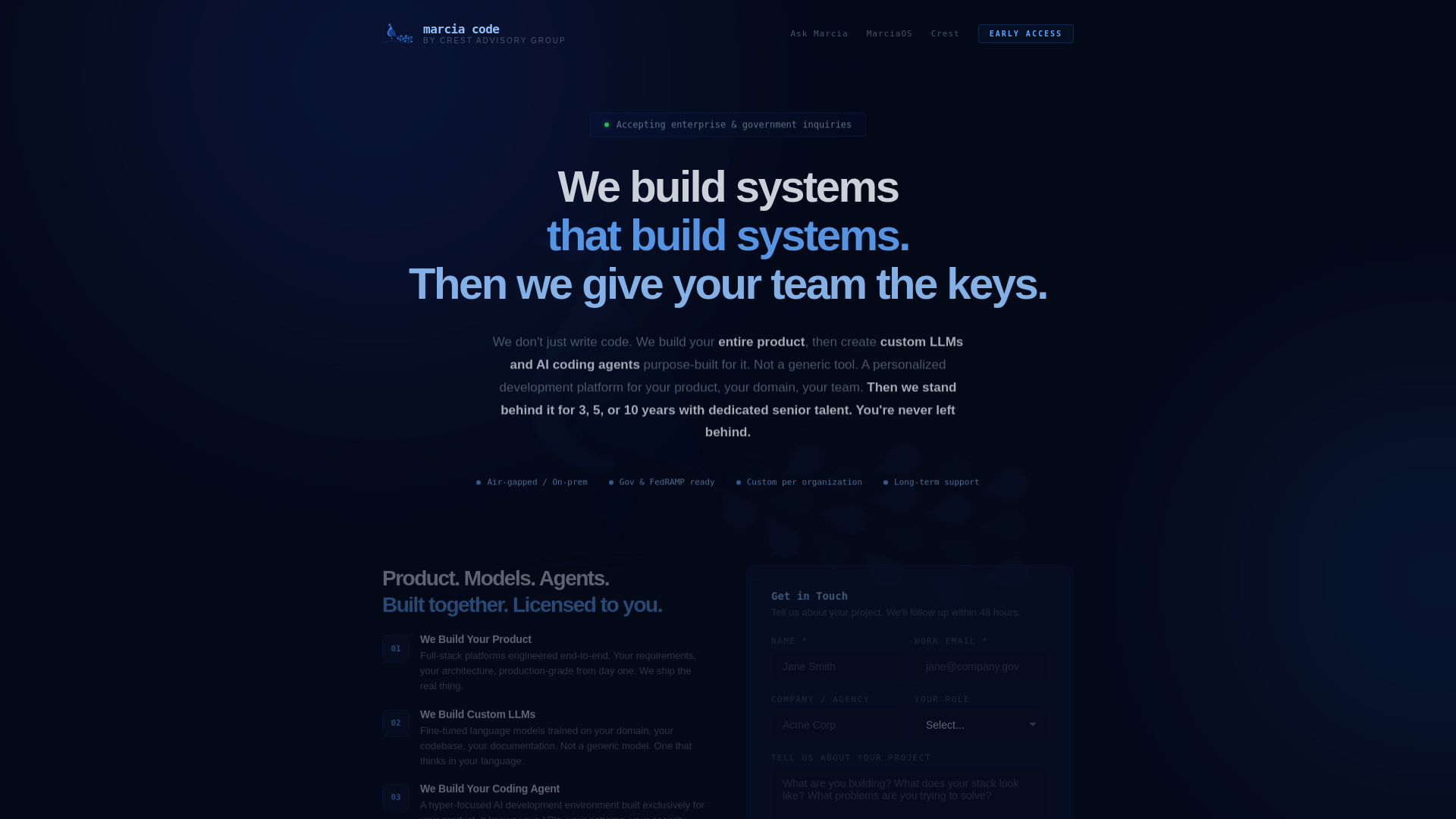 website screenshot of https://marciacode.com/