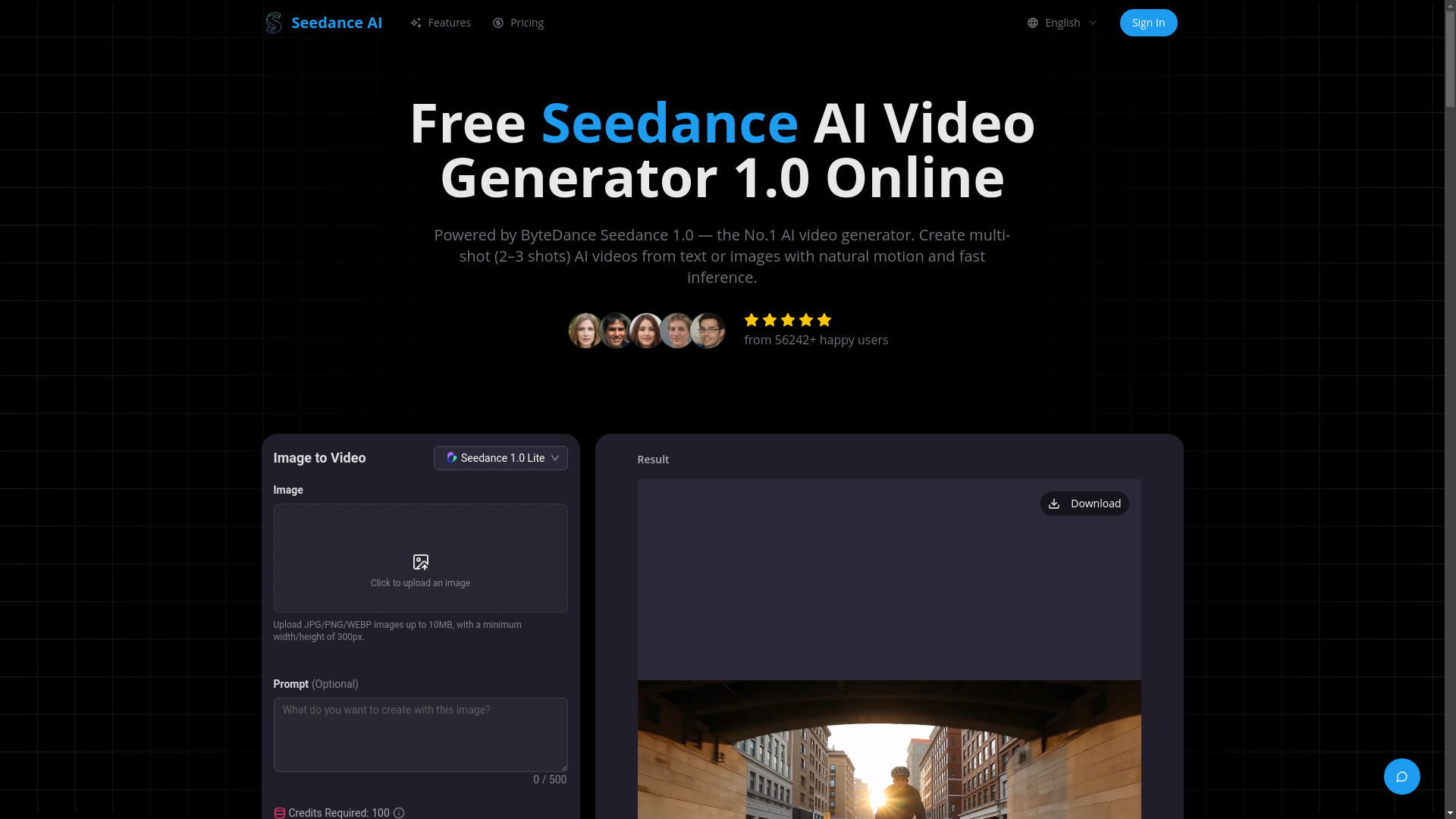website screenshot of https://seedanceai.pages.dev/
