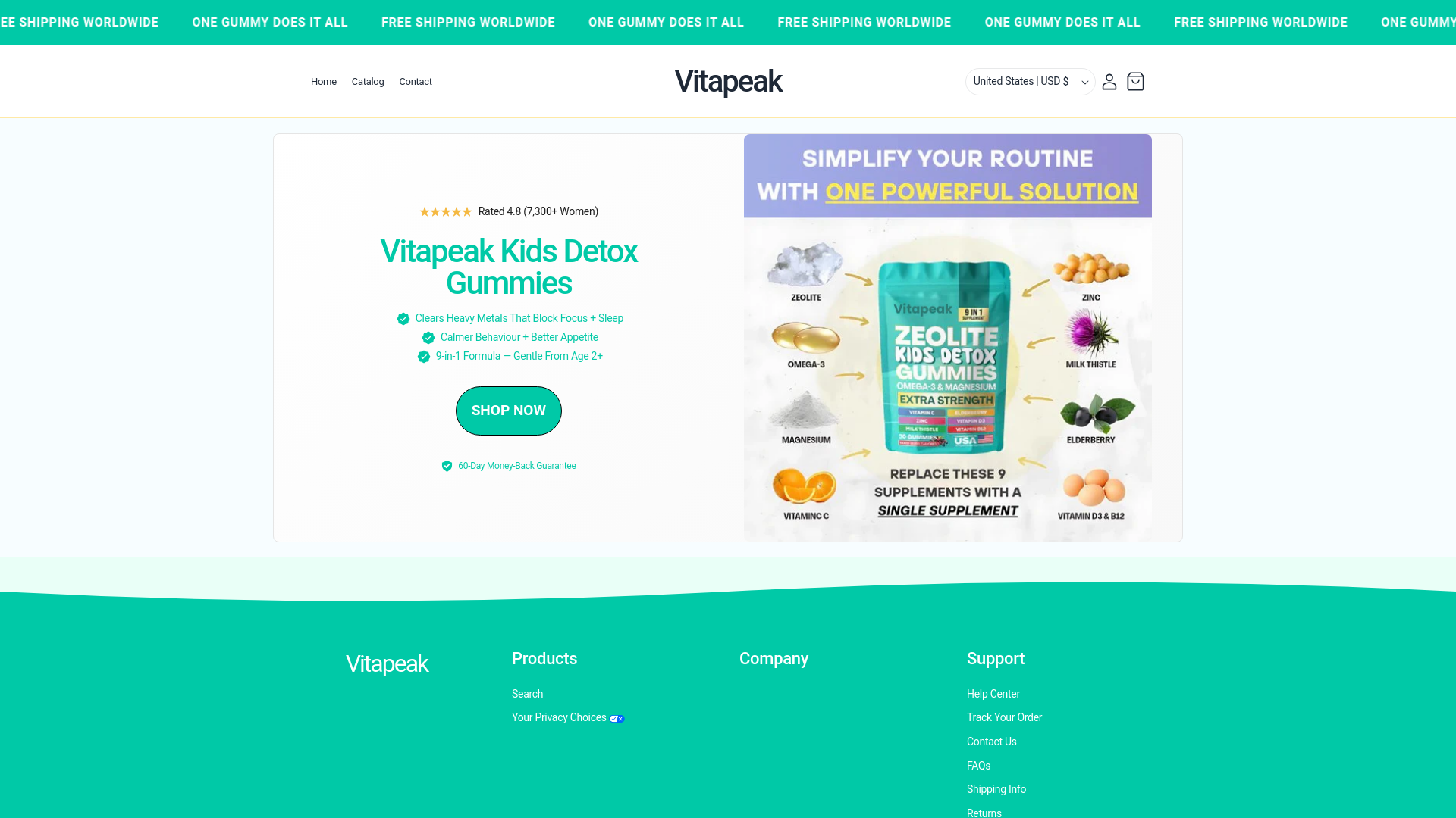 website screenshot of https://vitapeak.shop/