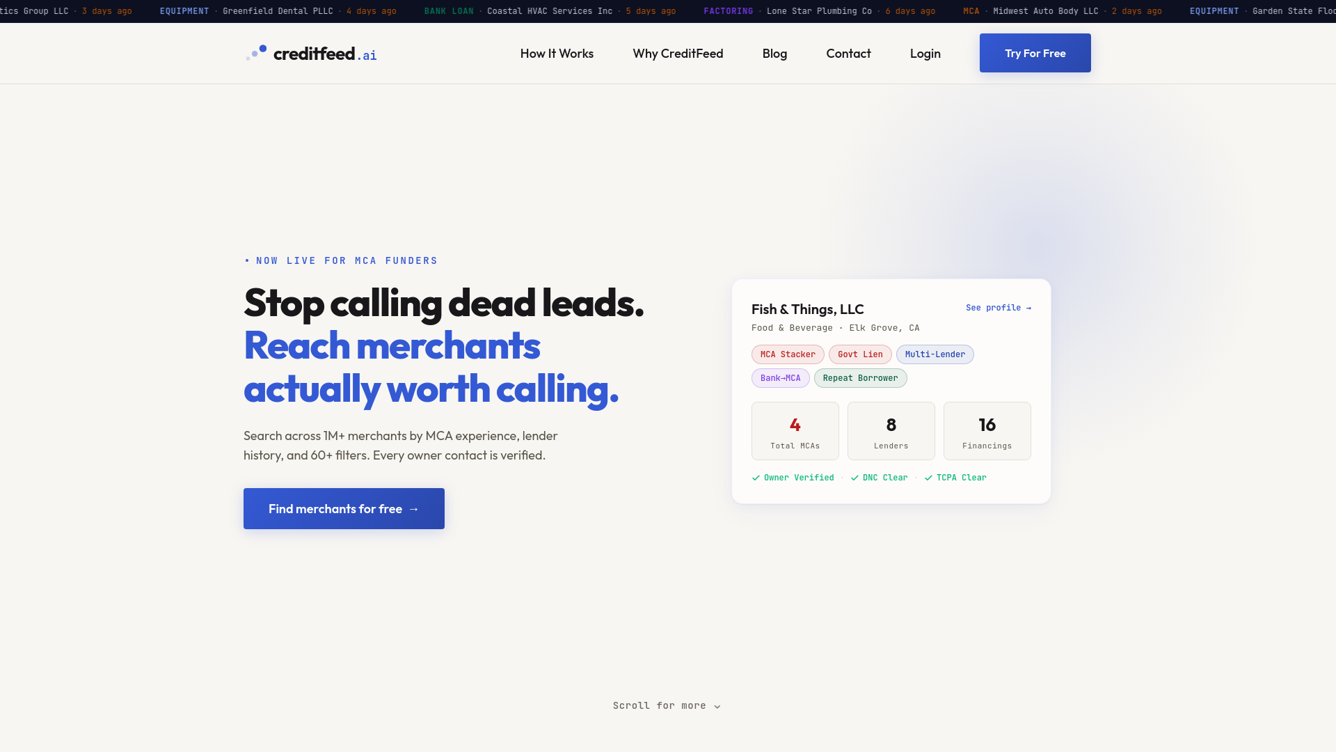 website screenshot of https://getcreditfeed.com