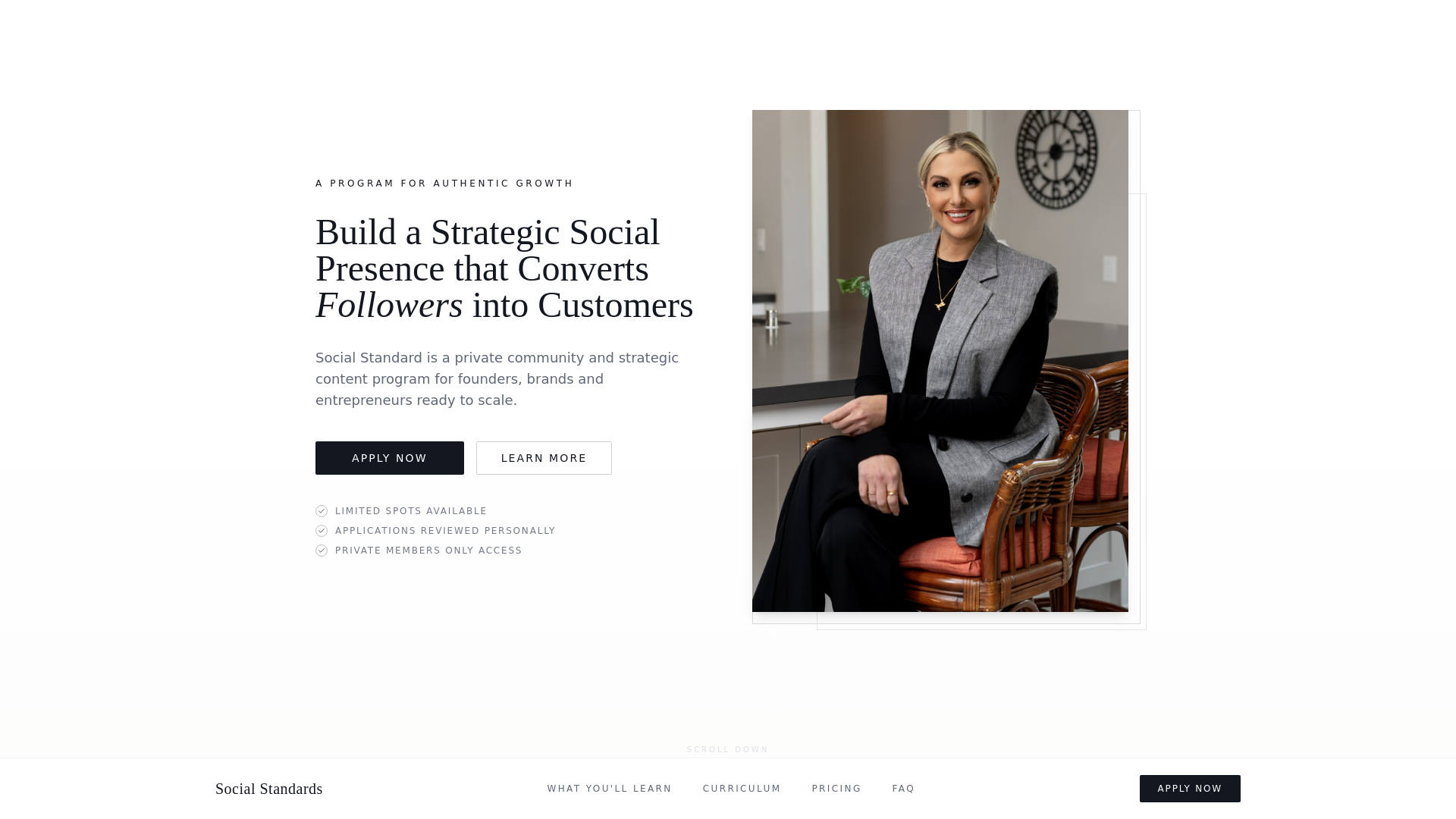 website screenshot of https://socialstandards.club/