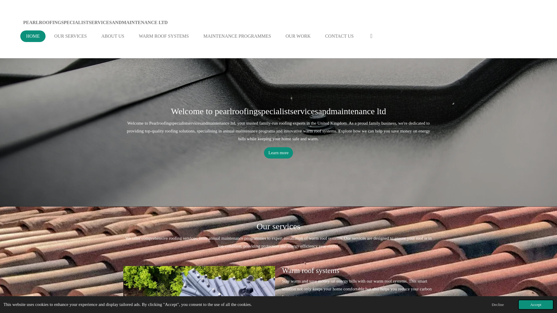 website screenshot of https://pearlroofingspeclistservicesandmaintenance-ltd.co.uk/