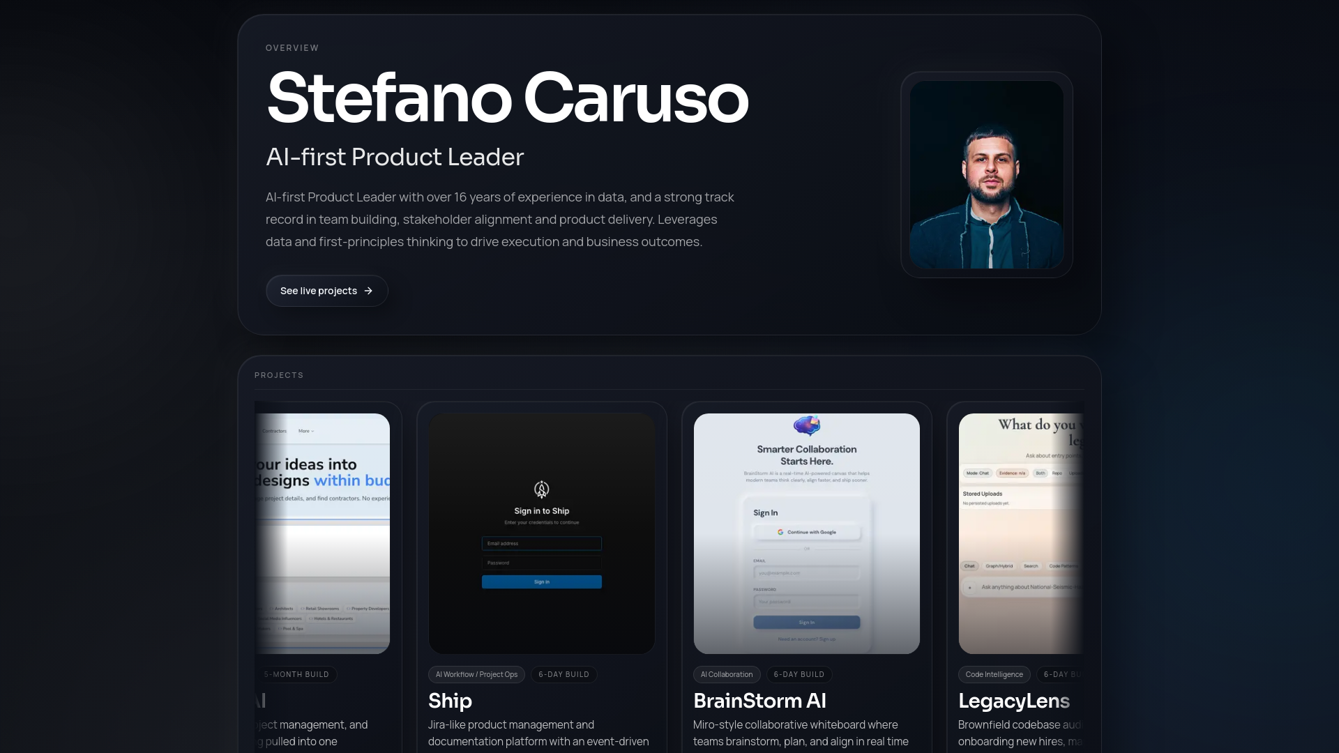 website screenshot of https://stefanogcaruso.com/