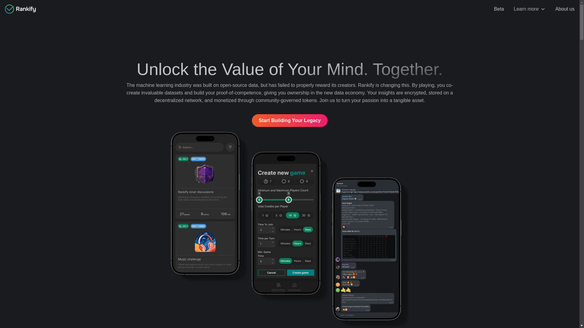 website screenshot of https://rankify-landing.pages.dev/