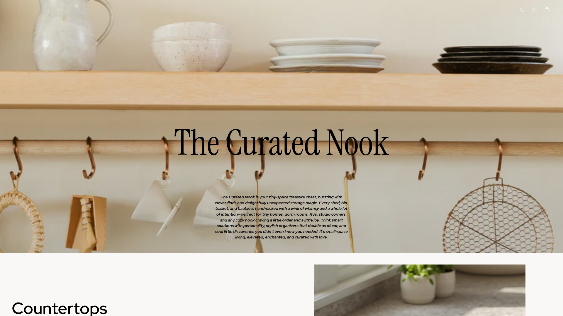 website screenshot of https://thecuratednookstore.com