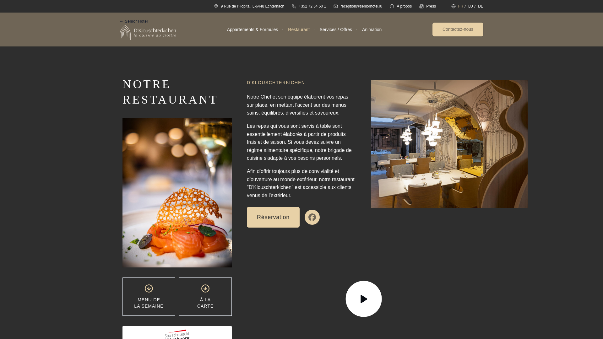 website screenshot of https://klouschterkichen.lu