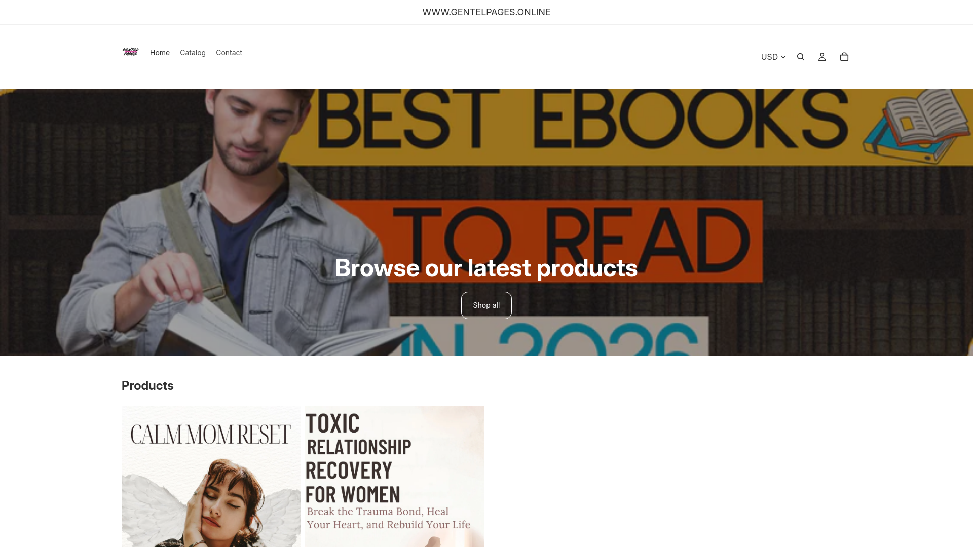 website screenshot of https://gentlepages.online