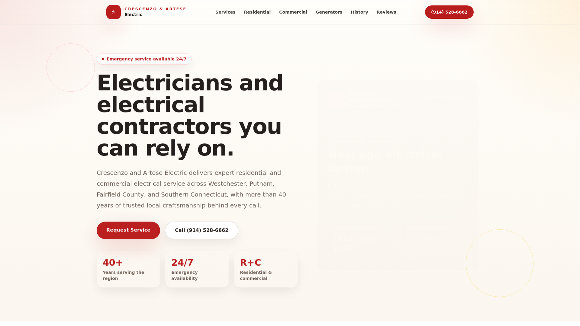 website screenshot of https://crescenzoelectric-guxg3.kinsta.page