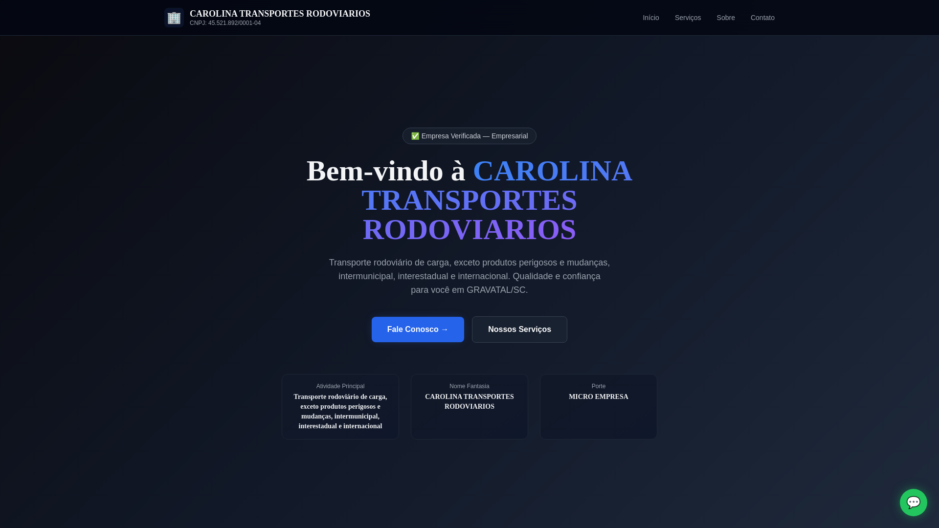 website screenshot of https://carolinatransportesltda.pages.dev/
