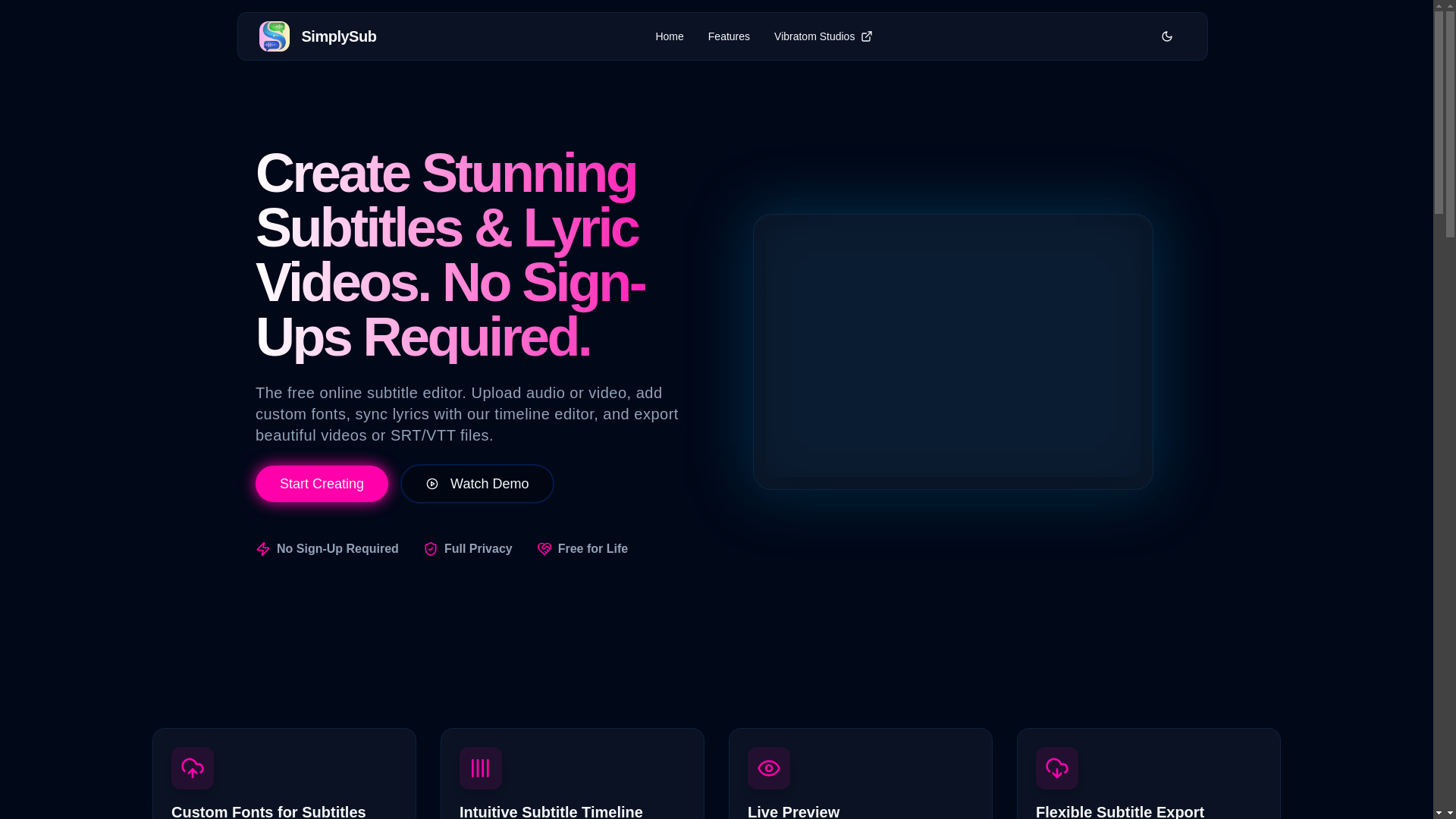 website screenshot of https://simplysub.pages.dev/