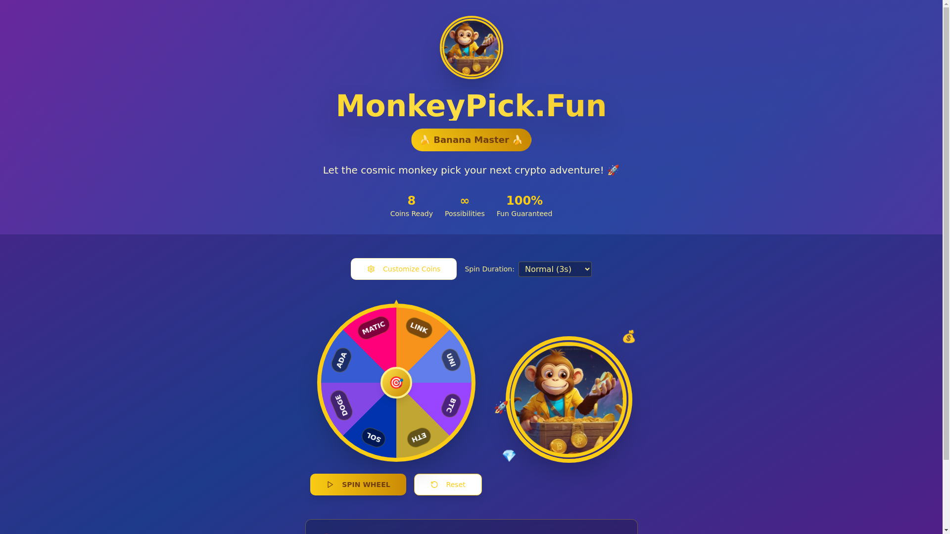 website screenshot of https://monkeypick.fun/