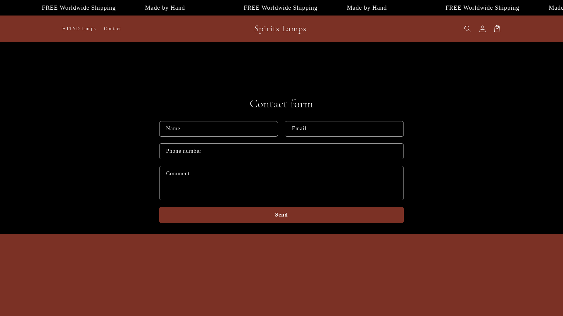 website screenshot of https://spiritslamps.store