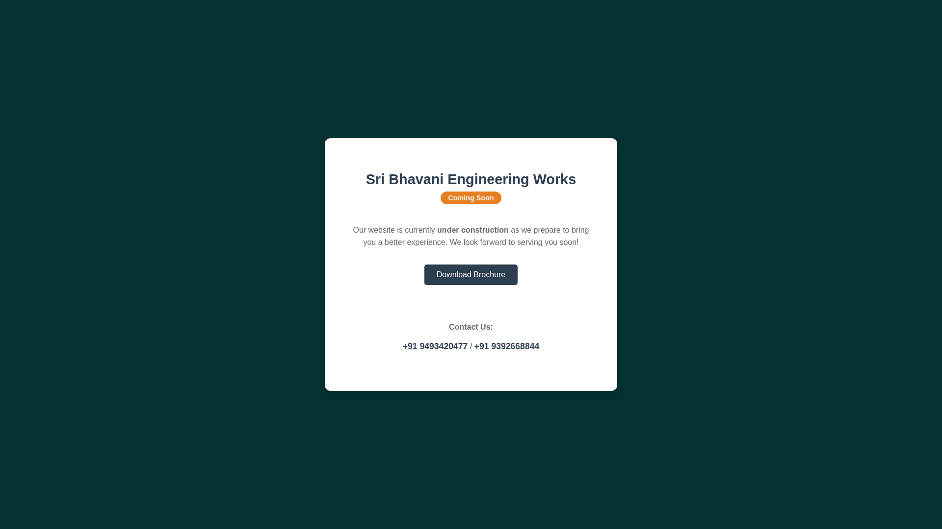 website screenshot of https://sribhavaniengineeringworks.in/