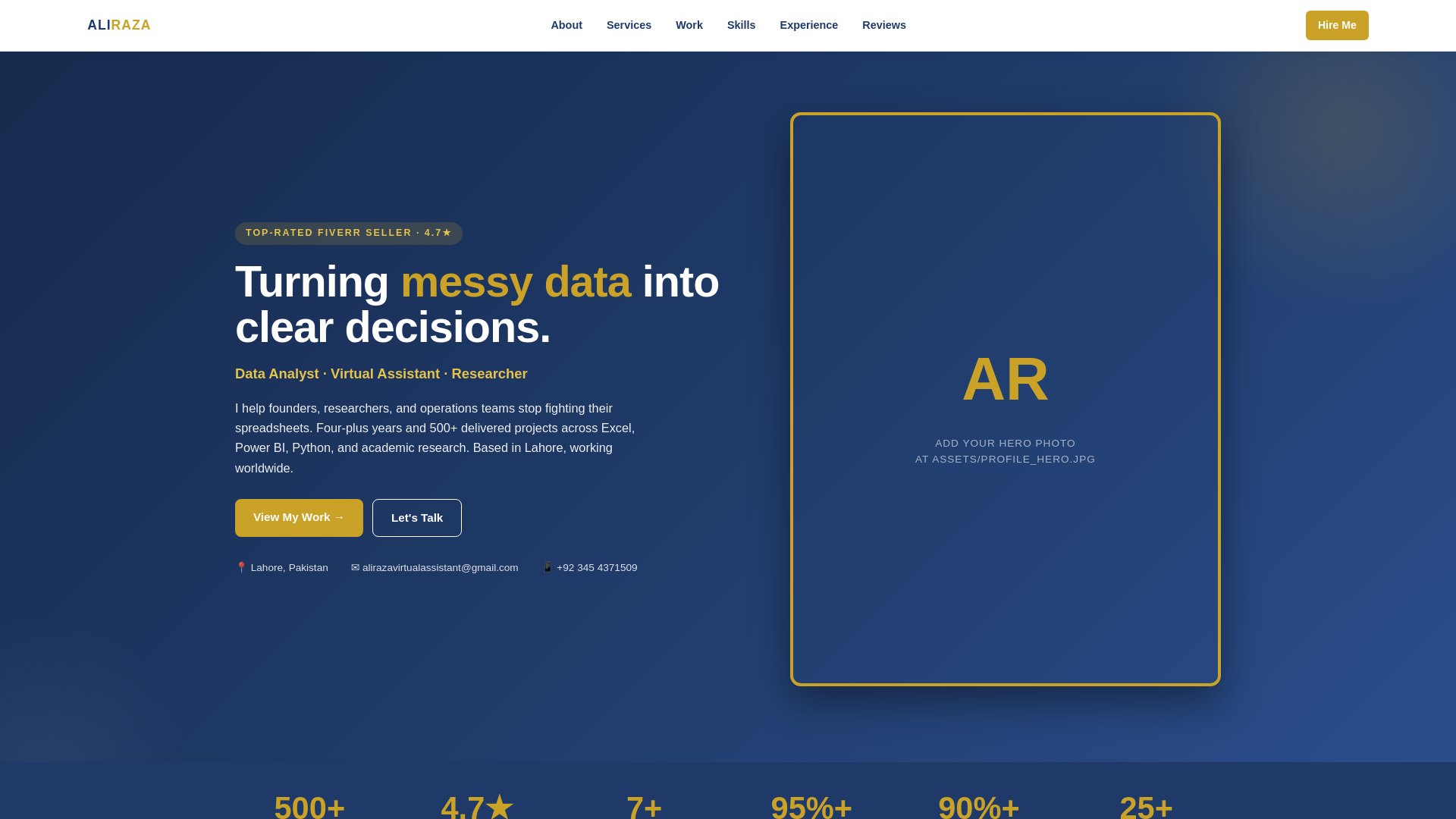 website screenshot of https://alirazaworks.com/