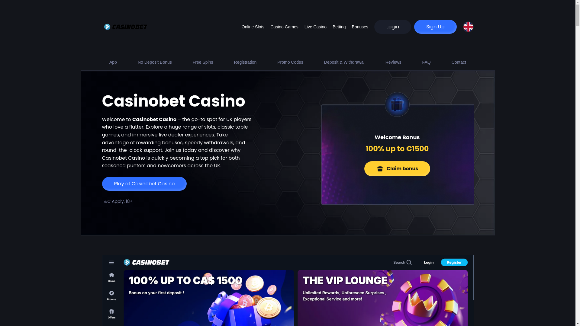 website screenshot of https://casinobetcasino.com/