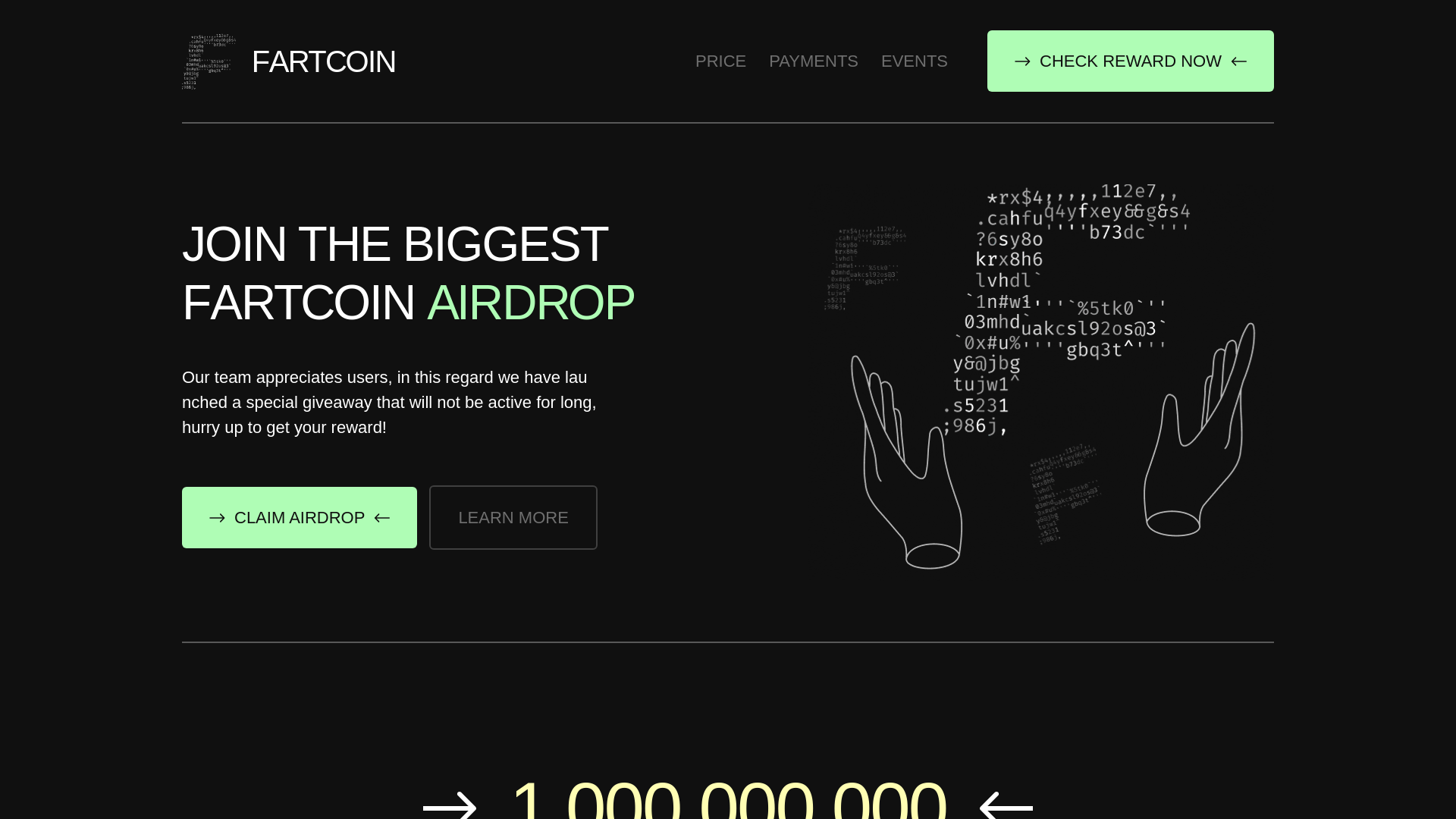 website screenshot of https://fartcoin-promo.com/