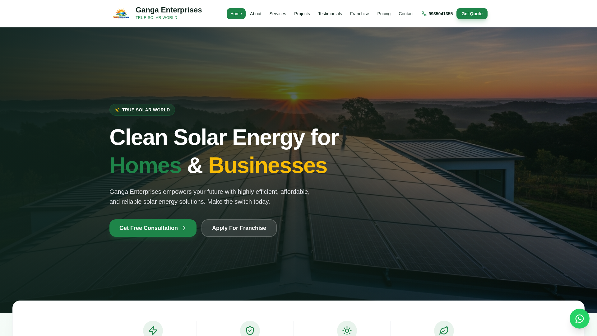 website screenshot of https://gangaenterprisses.com/