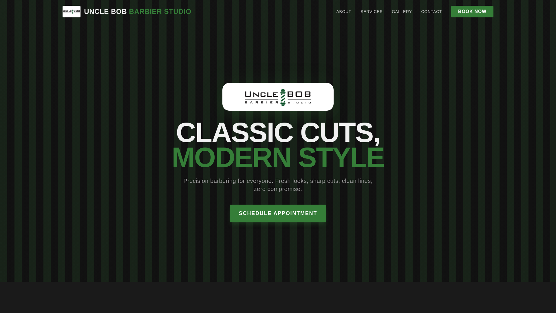 website screenshot of https://unclebobstudio.ca/