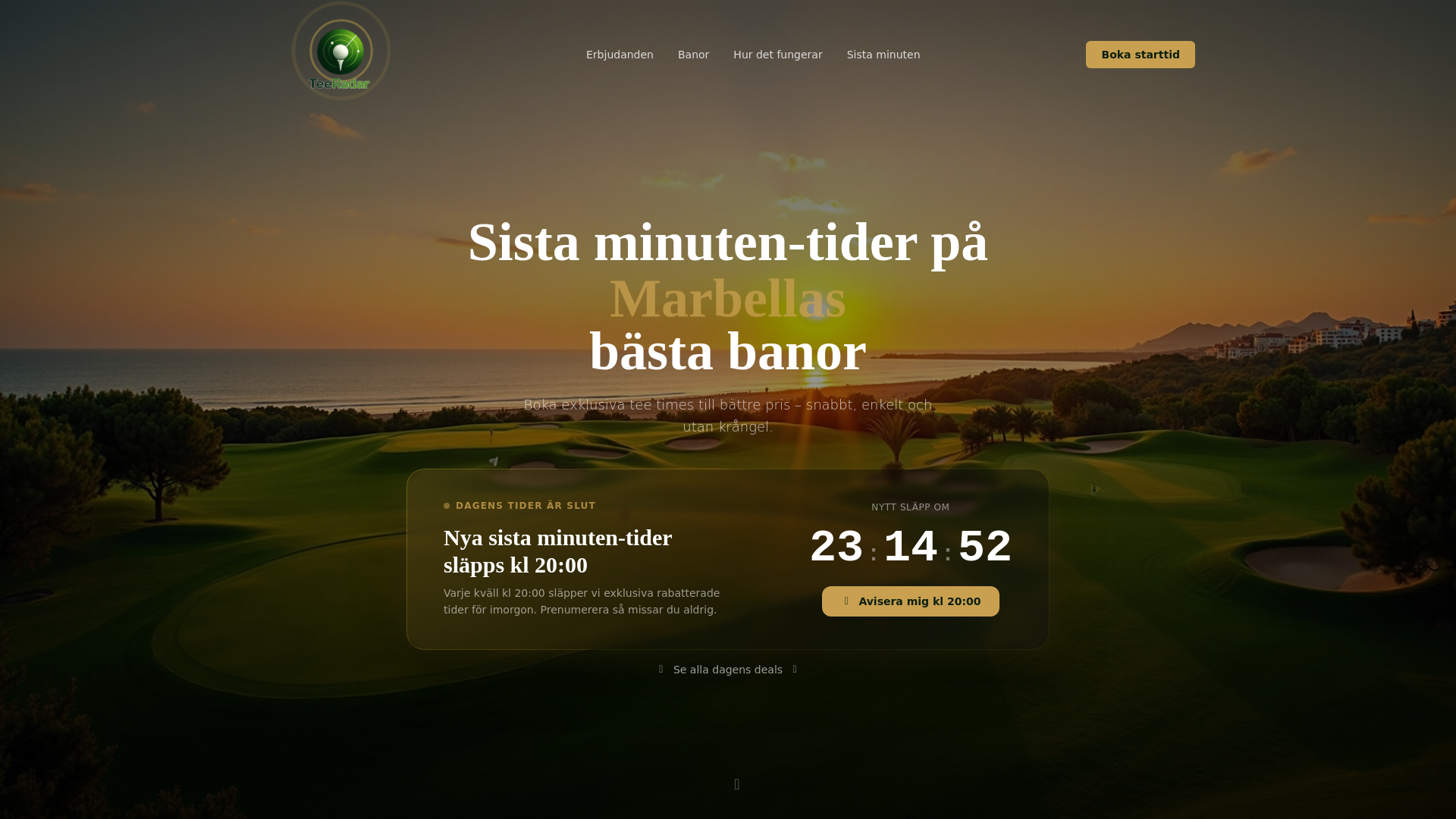 website screenshot of https://teeradar.se