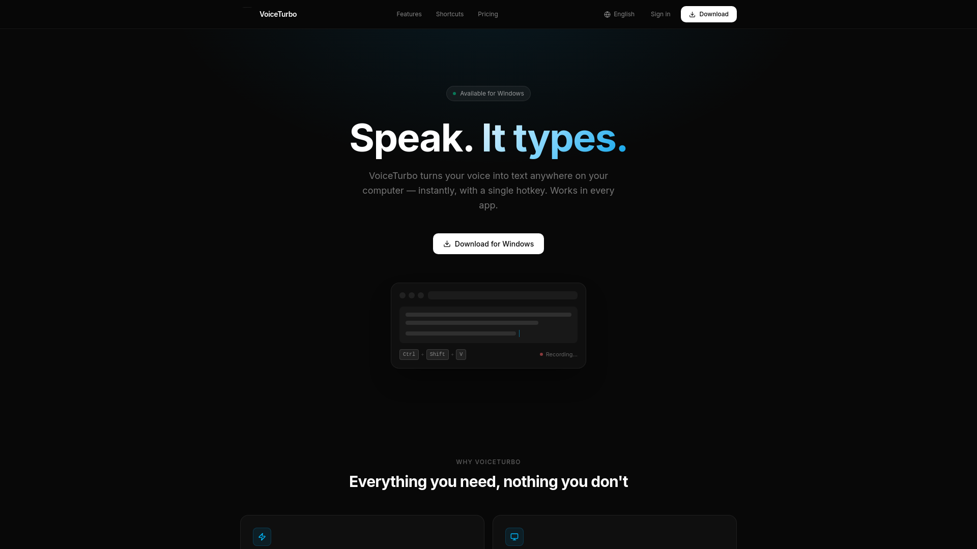 website screenshot of https://voiceturbo.cn