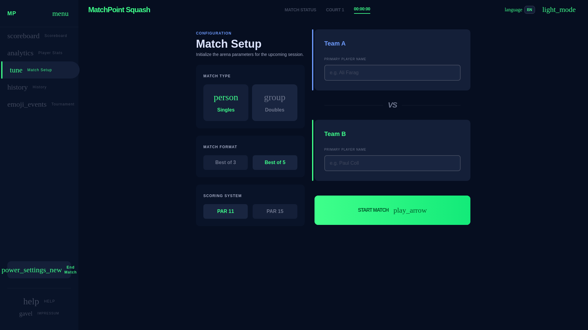 website screenshot of https://matchpoint-squash.app/