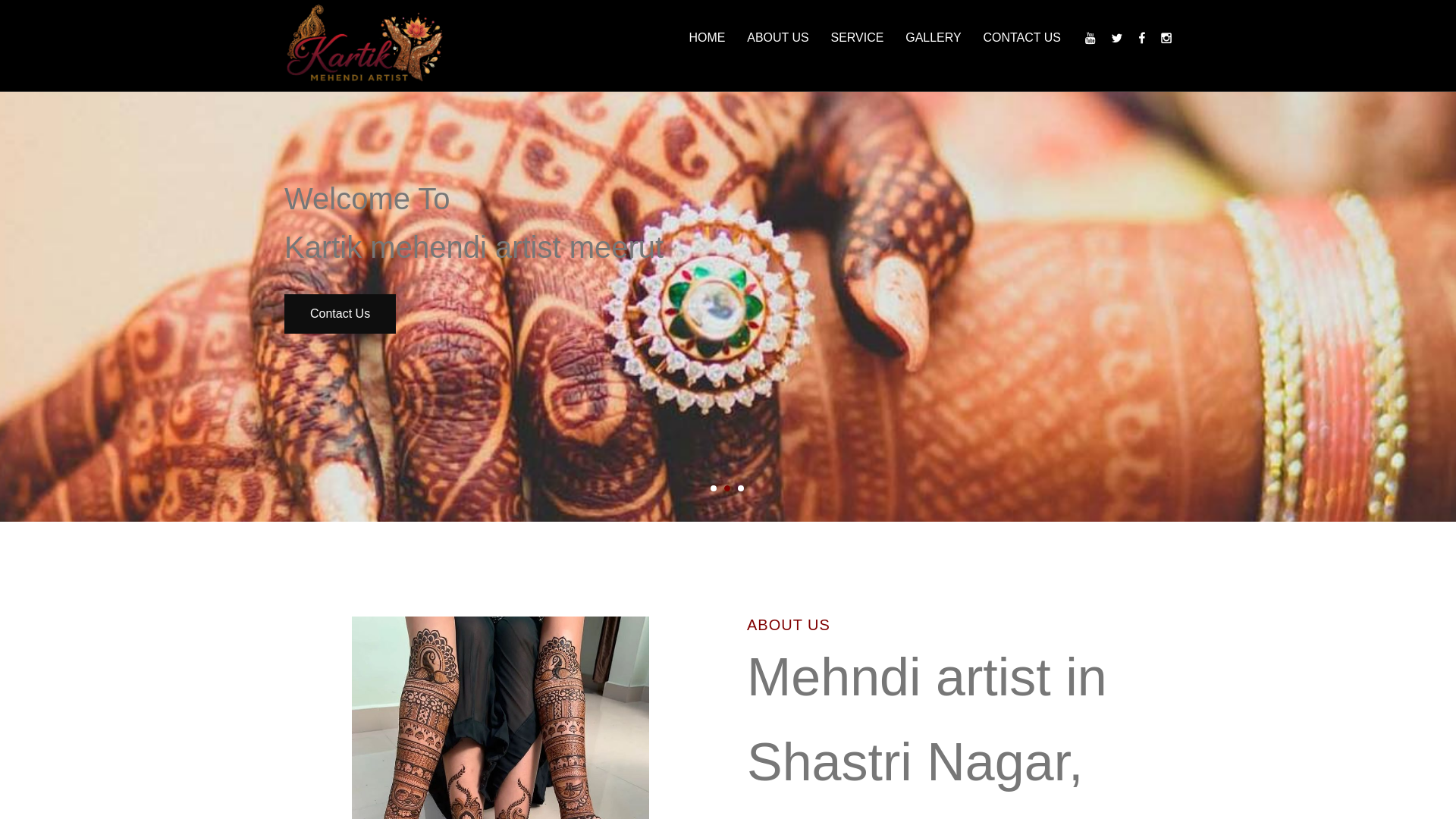 website screenshot of https://kartikmehandiartistmeerut.com