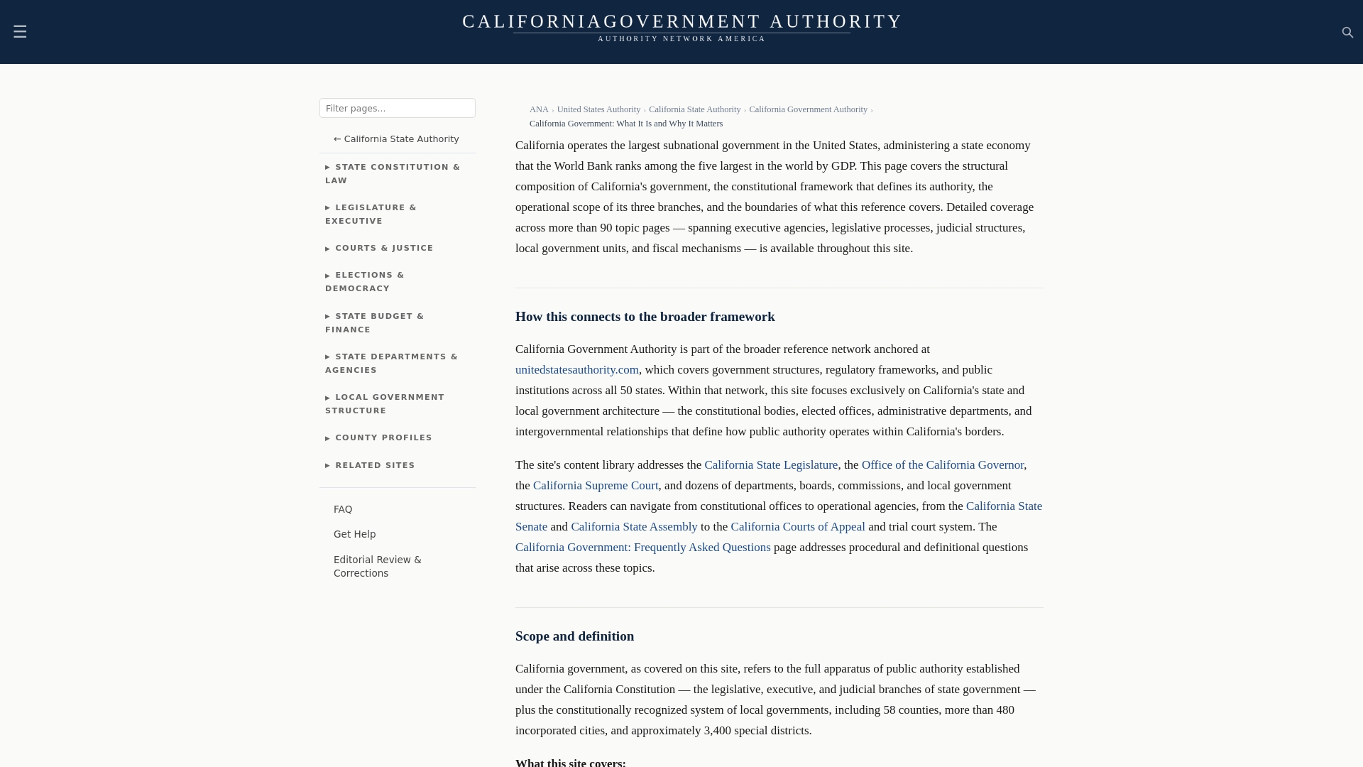 website screenshot of https://californiagovernmentauthority.com/