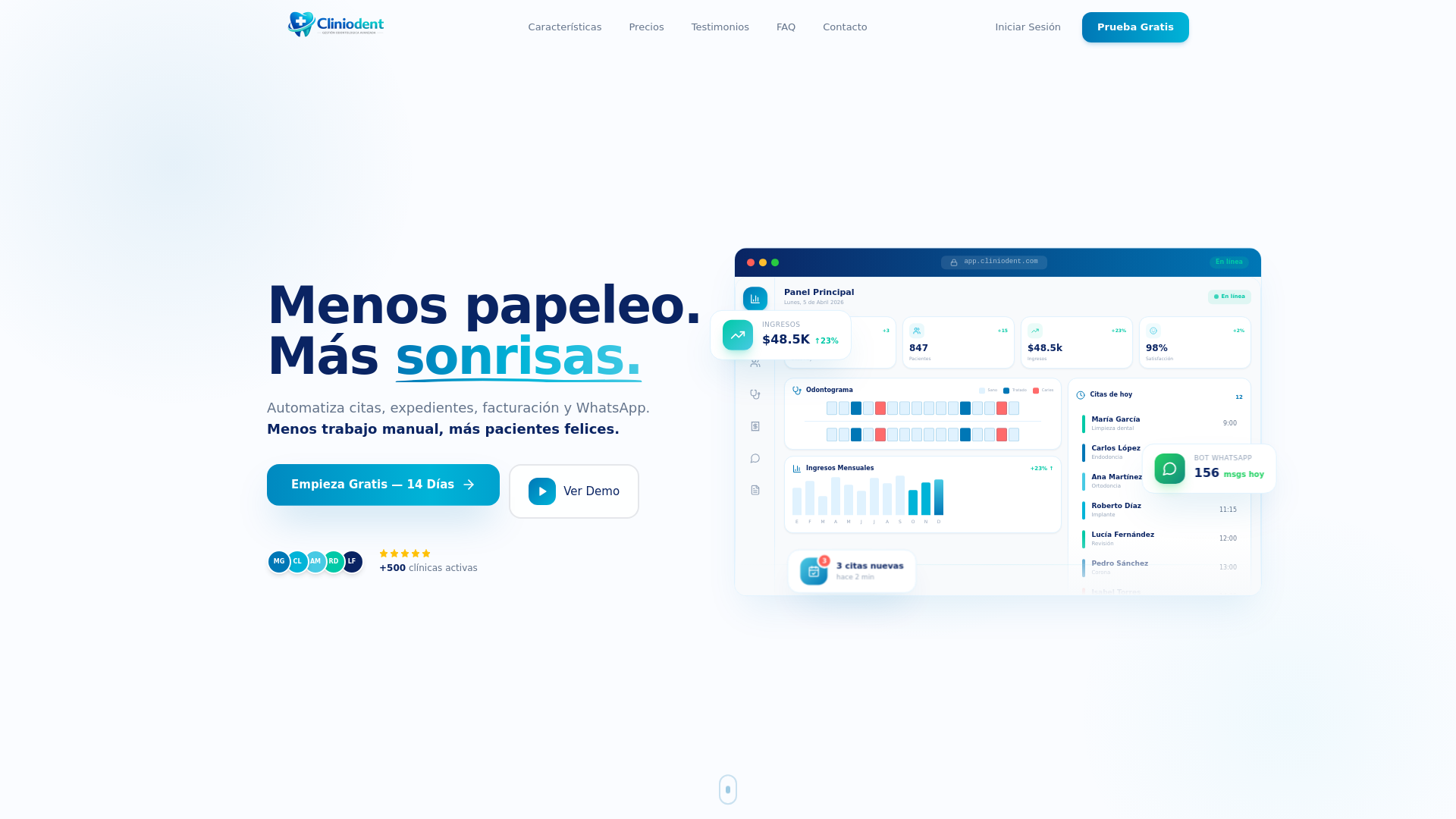 website screenshot of https://cliniodent.com/