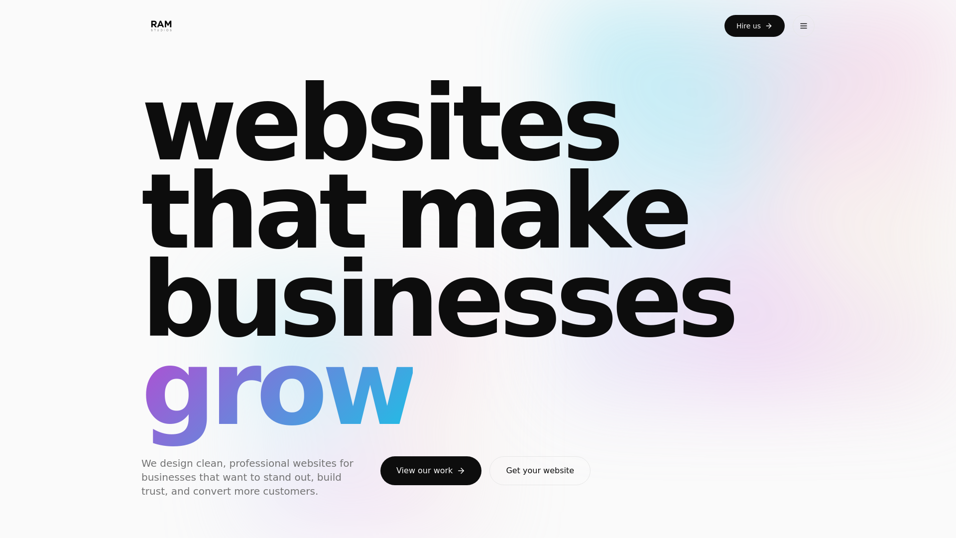 website screenshot of https://ramstudio.co.uk