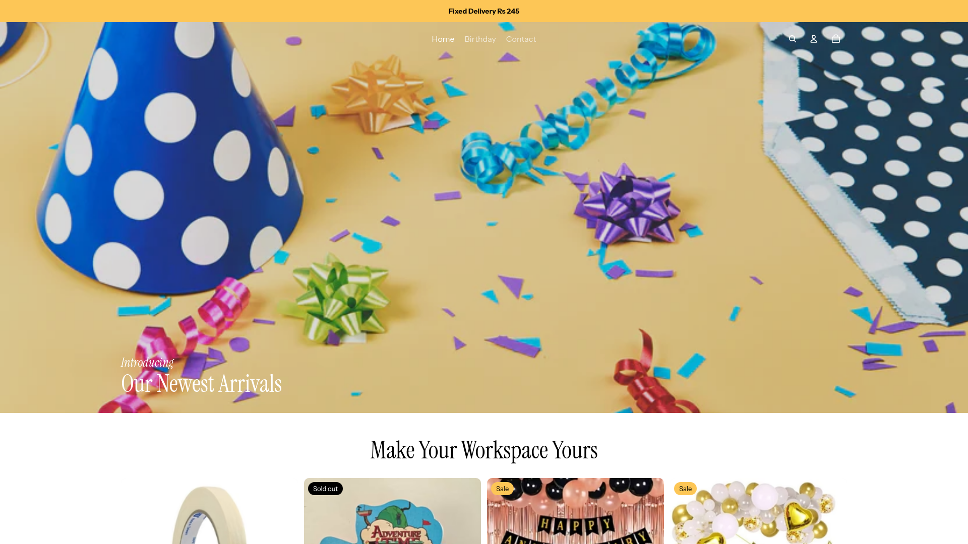 website screenshot of https://basicsbirthday.store/